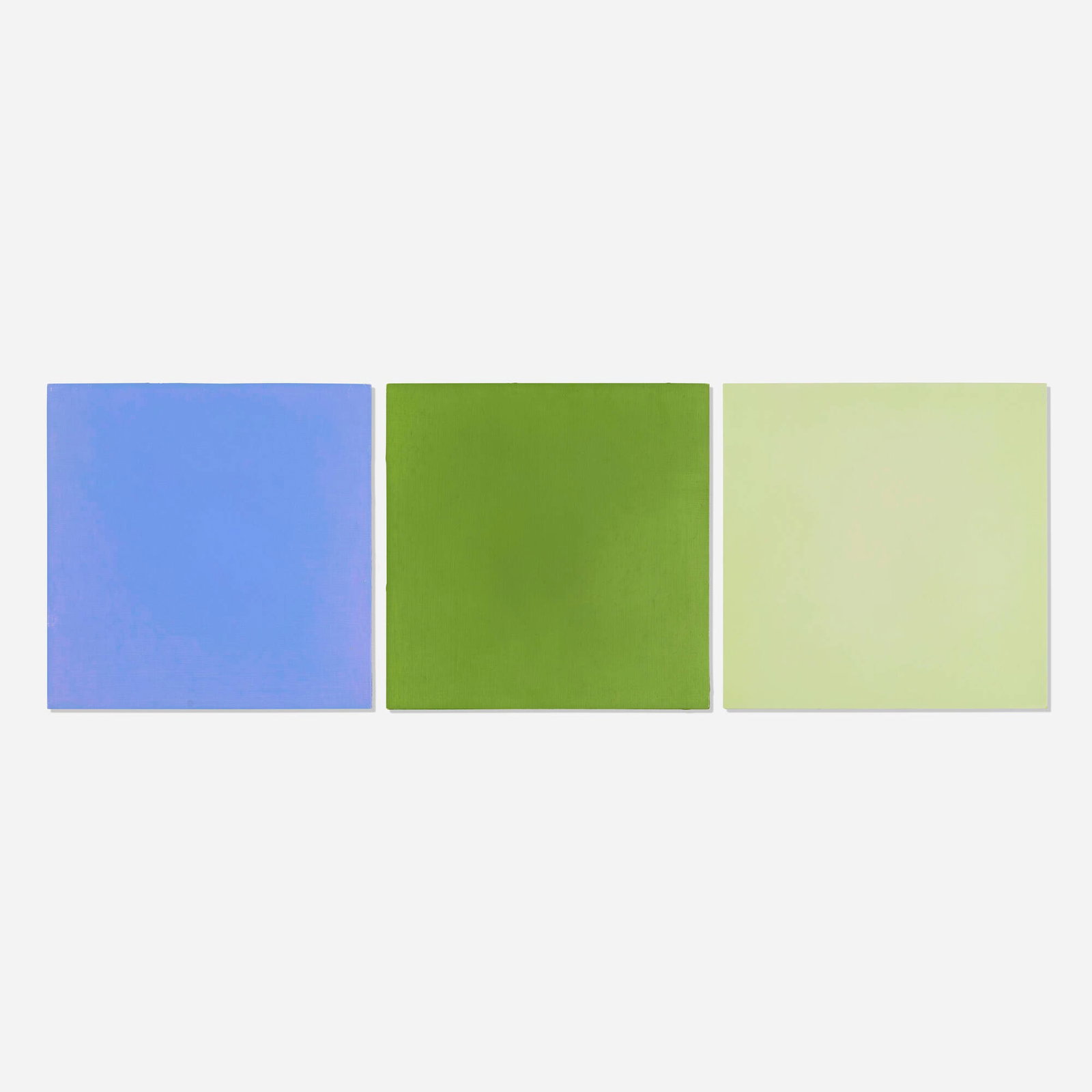 Anne Appleby, Gentian June 18 (triptych): Anne Appleby Gentian June 18 (triptych) 2016 oil and wax on panel overall: 9.875 h x 29.625 w in (25 x 75 cm) Signed, titled, and dated to verso 'Gentian June 18 2016 Anne Appleby'.