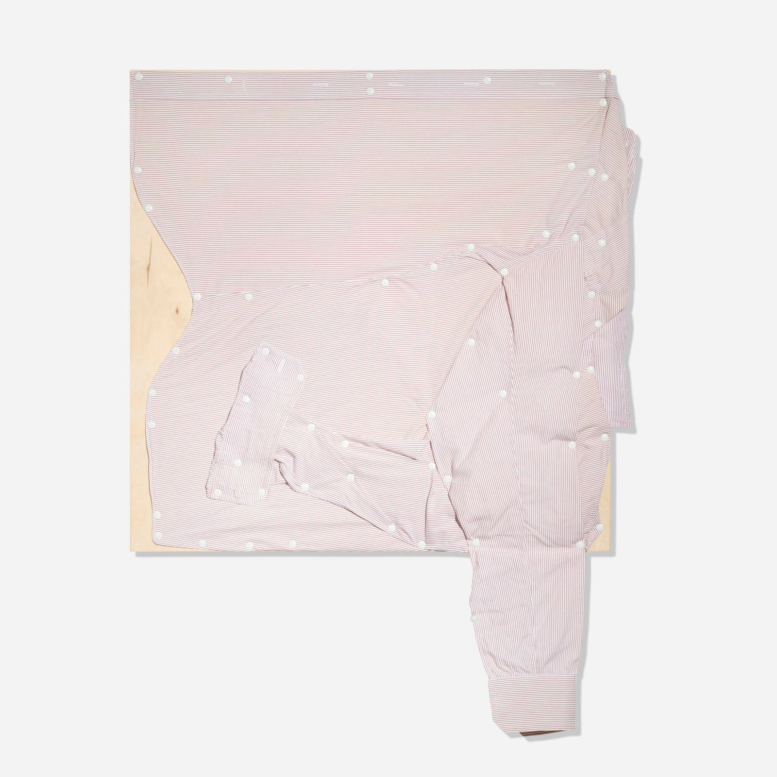 Tom Burr, Untitled: Tom Burr Untitled 2013 men's shirt, upholstery tacks and plywood 32.25 h x 27 w in (82 x 69 cm) This lot is being sold to benefit Artists for Peace and Justice, a nonprofit organization that supports
