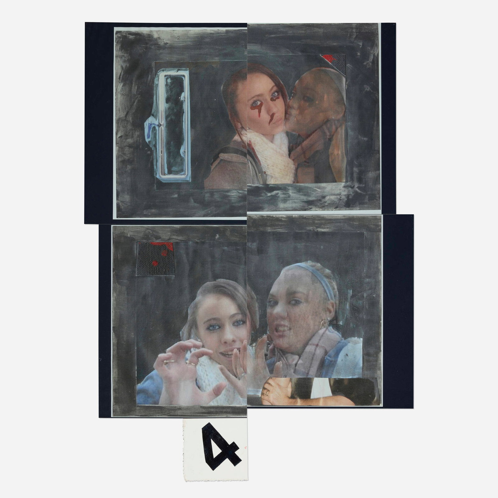 Darja Bajagic, Please Find My Amy: Darja Bajagic Please Find My Amy 2015 acrylic, graphite and UV prints on canvas 49.375 h x 41.25 w in (125 x 105 cm) Signed and dated to verso 'Bajagic 2015'. Provenance: Croy Nielson,