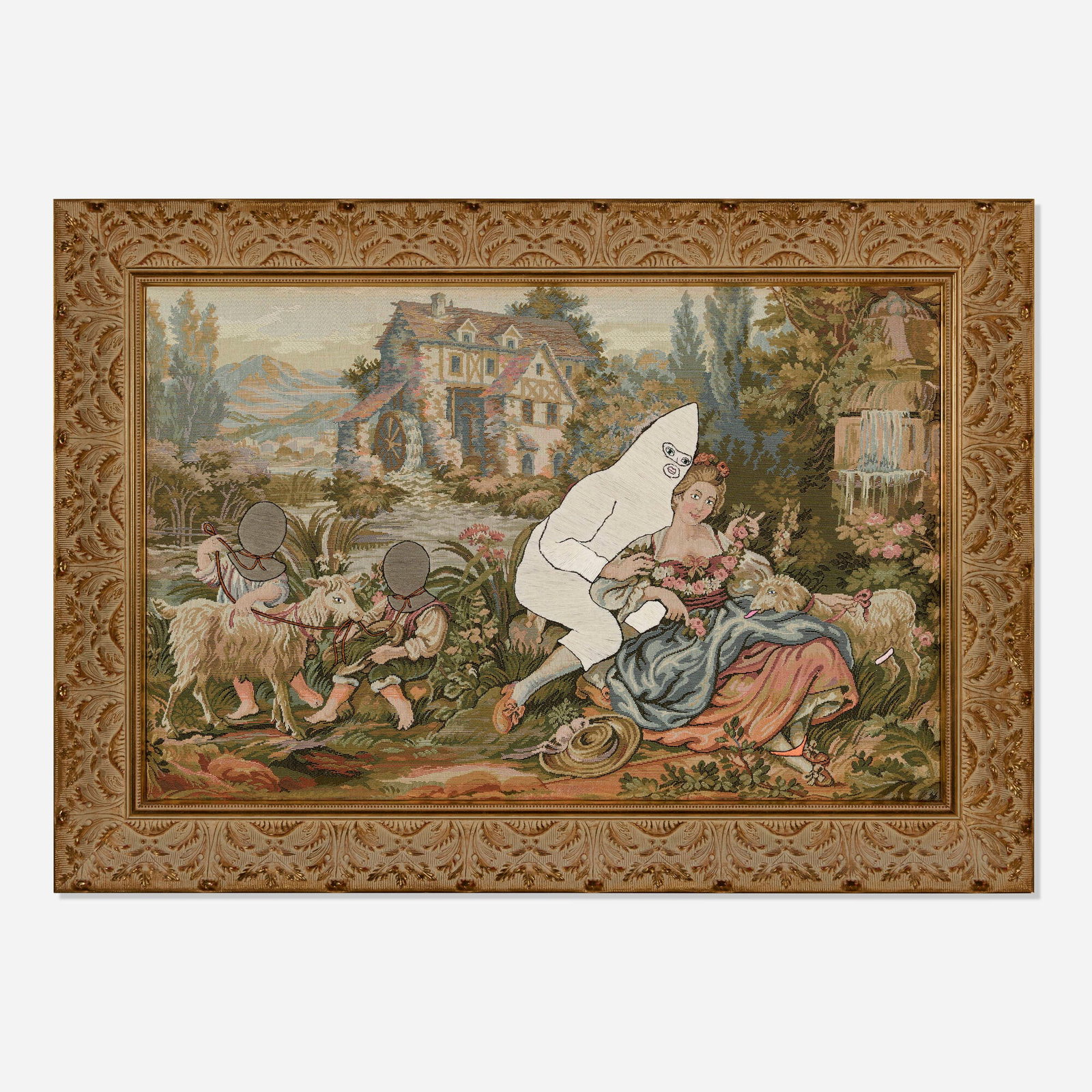 Kent Henricksen, Country Romance: Kent Henricksen Country Romance 2004 embroidery thread on woven fabric mounted to wood sight: 17.75 h x 27.25 w x 1.5 d in (45 x 69 x 4 cm) Provenance: John Connolley Presents, New York | Acquired