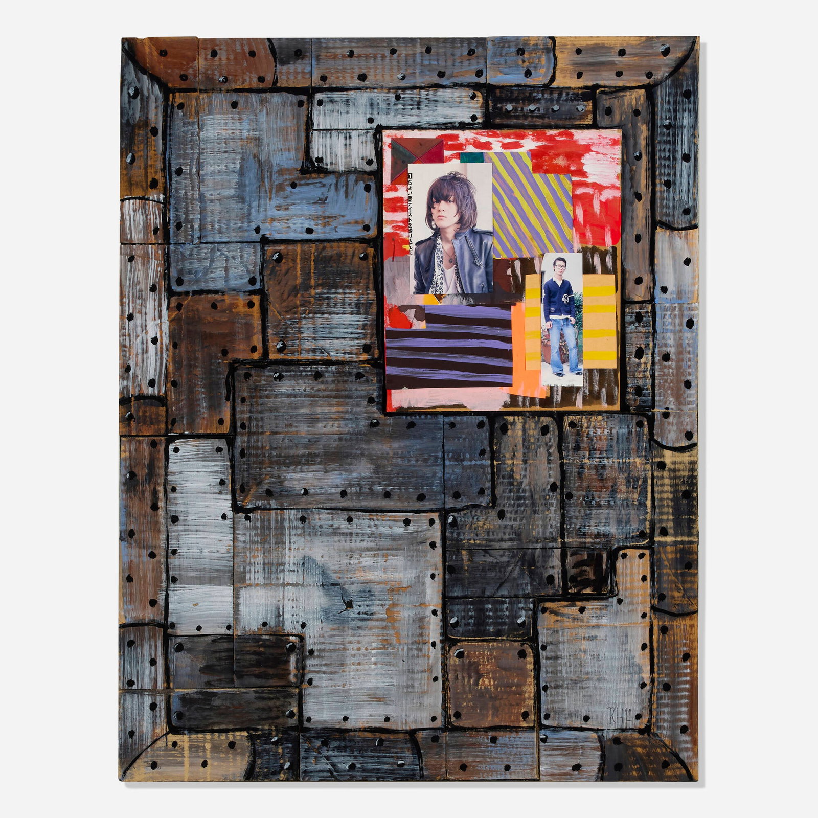Richard Hawkins, 13 Crypts (#7): Richard Hawkins 13 Crypts (#7) 2011 collage, acrylic and cardboard on wood 31.75 h x 24.75 w in (81 x 63 cm) Signed and dated to lower right 'RH 11'. Provenance: Richard Telles Fine Art,