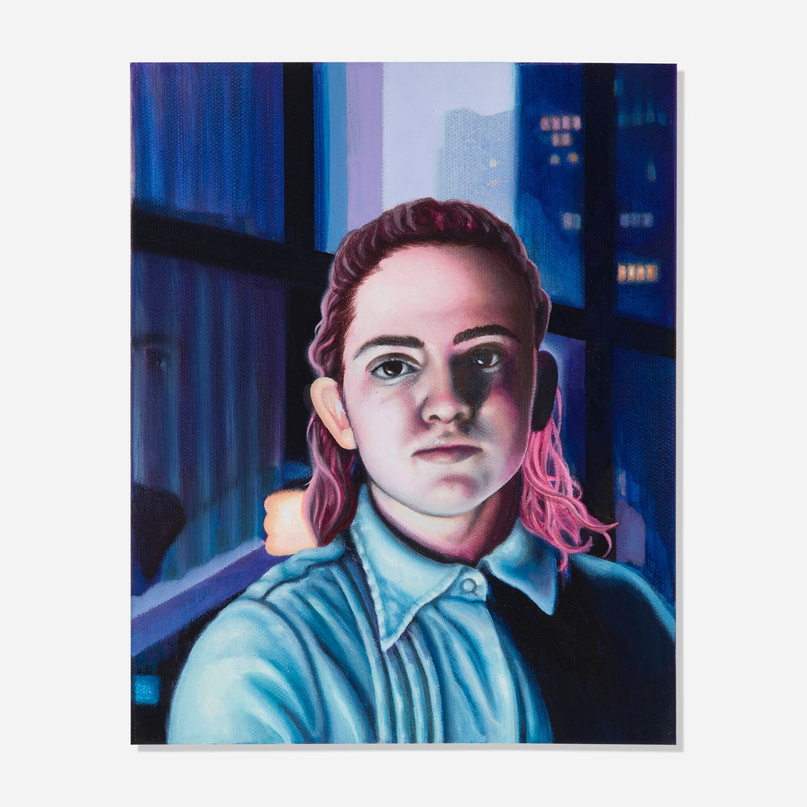 Alannah Farrell, Alex at Dusk: Alannah Farrell Alex at Dusk 2021 oil, acrylic and flashe on canvas 10 h x 8 w in (25 x 20 cm) Signed and dated to verso 'AF 21'. This work will ship from Los Angeles, California.