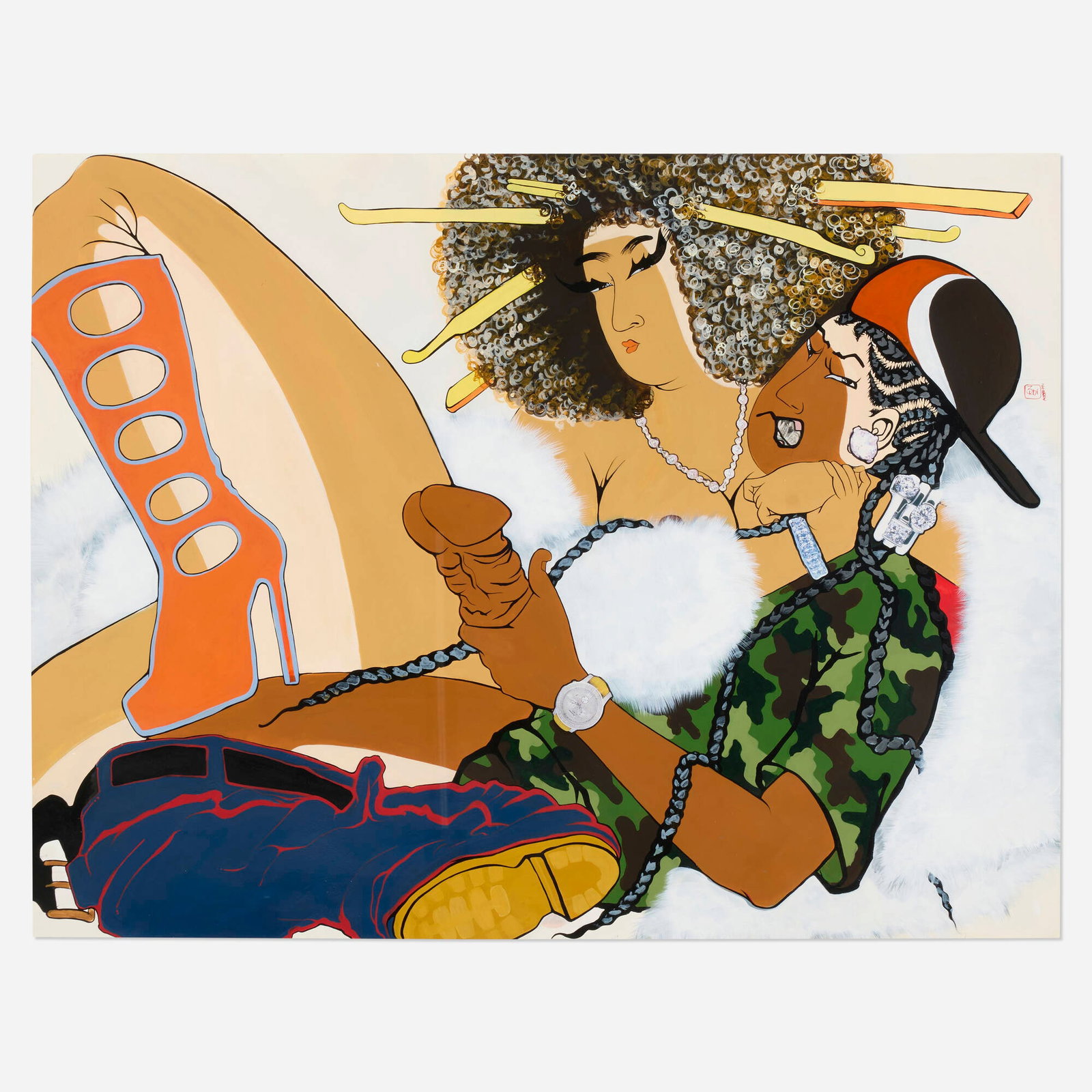 Rozeal, a3 pimping and pandering #2: Rozeal a3 pimping and pandering #2 2004 graphite, acrylic and collage on paper 38 h x 49.5 w in (97 x 126 cm) Signed with artist's monogram, dated, and inscribed to right edge '24