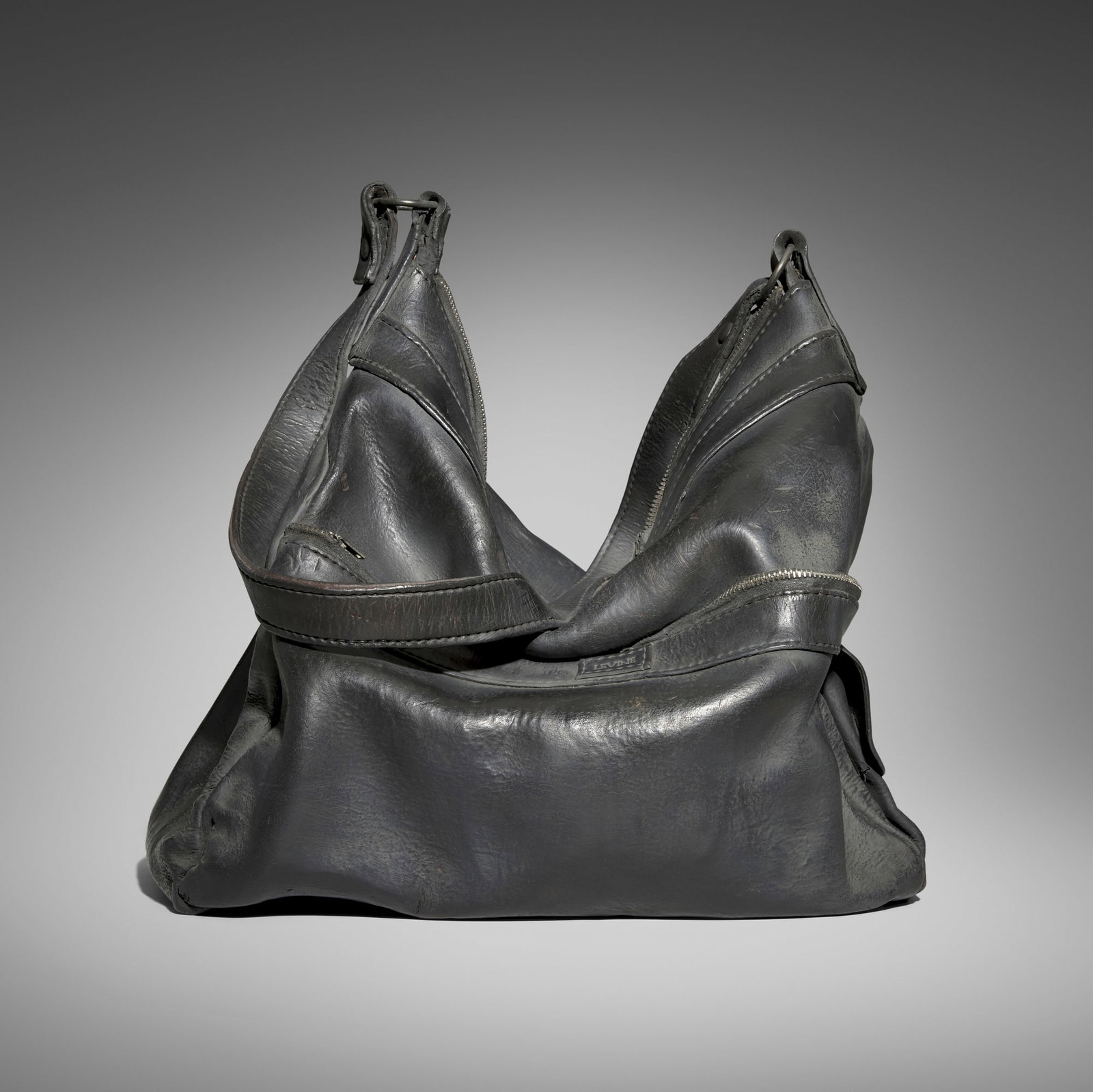 Marilyn Levine, Tribune Bag: Marilyn Levine Tribune Bag 1982 hand-built and glazed stoneware, metal 12.5 h x 13.5 w x 11 d in (32 x 34 x 28 cm) Incised signature, date, and number to reverse 'Levine 82-7F' and