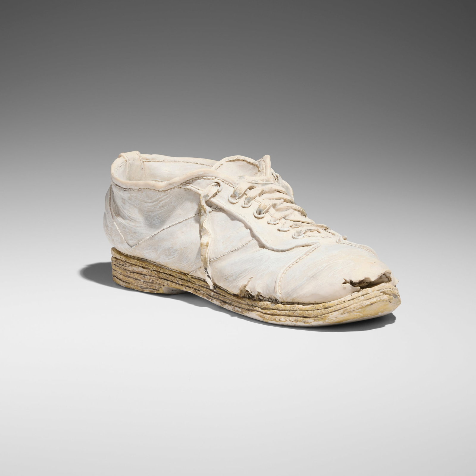 Marilyn Levine, Untitled (Shoe): Marilyn Levine Untitled (Shoe) c. 1980 hand-built and glazed porcelain 3.5 h x 10.25 w x 3.625 d in (9 x 26 x 9 cm) Provenance: Private Collection This work will ship from Lambertville, New Jersey.