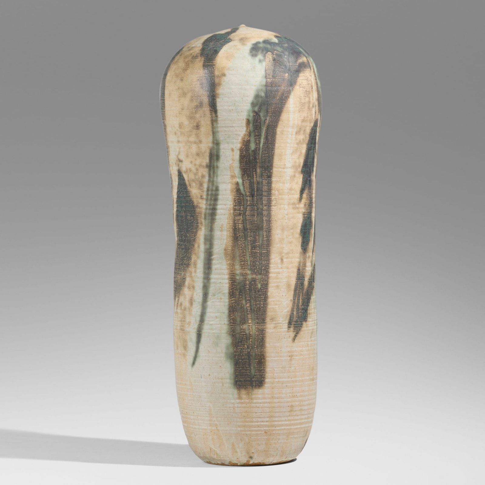 Toshiko Takaezu, Tall Closed Form: Toshiko Takaezu Tall Closed Form 1988 glazed stoneware 40.5 h x 13.5 dia in (103 x 34 cm) Incised signature and date to edge of base 'TT '88'. Provenance: Acquired directly from the