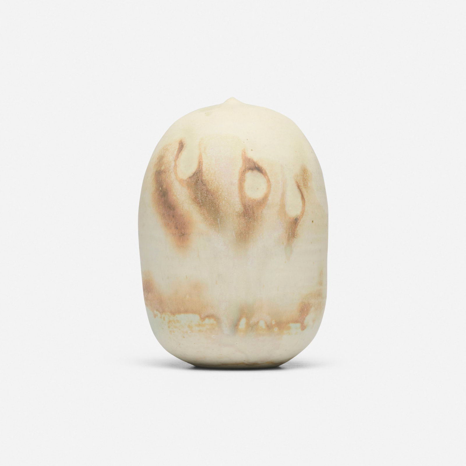 Toshiko Takaezu, Closed Form: Toshiko Takaezu Closed Form c. 1985 glazed porcelain 6 h x 4.24 dia in (15 x 11 cm) Incised signature to underside 'TT'. Provenance: Acquired directly from the artist at the Japanese Cultural Center