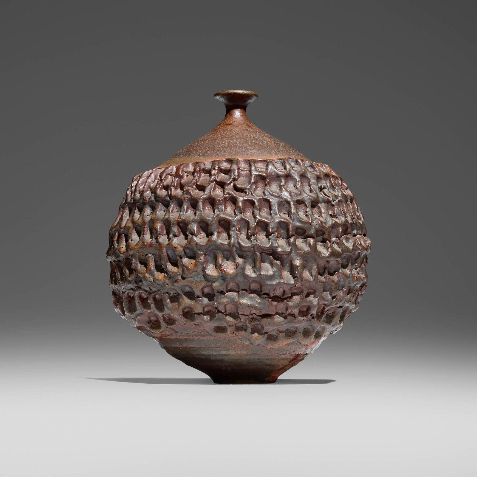 Doyle Lane, Weed pot: Doyle Lane Weed pot USA, c. 1960-1978 glazed earthenware 7.5 h x 6.75 dia in (19 x 17 cm) Signed to underside 'Lane'. Provenance: Private Collection, Los Angeles This work will ship from