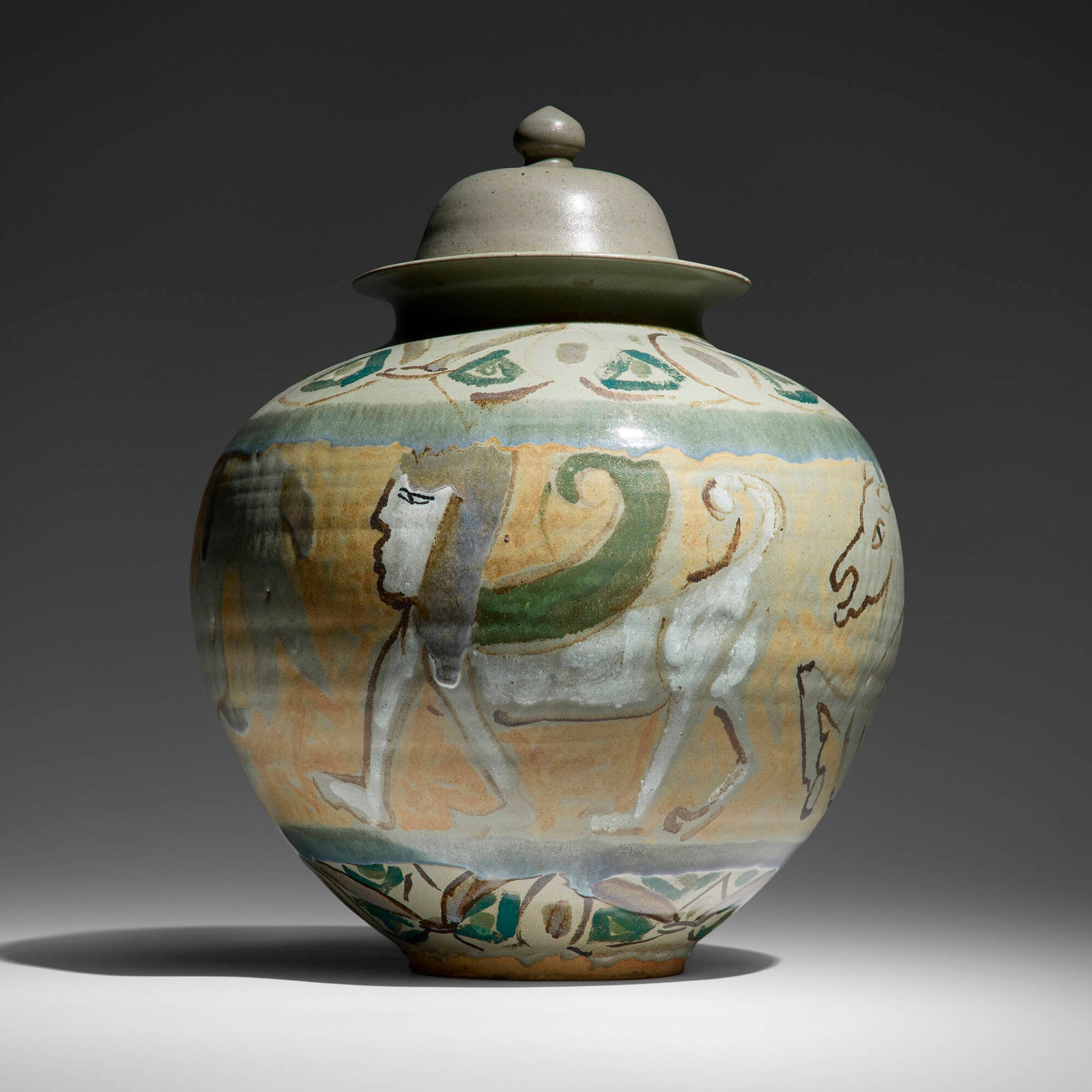 Michael and Magdalena Suarez Frimkess, Untitled: Michael and Magdalena Suarez Frimkess Untitled glazed stoneware 19.25 h x 16 dia in (49 x 41 cm) Impressed signature to underside 'MF'. This work will ship from Los Angeles, California.