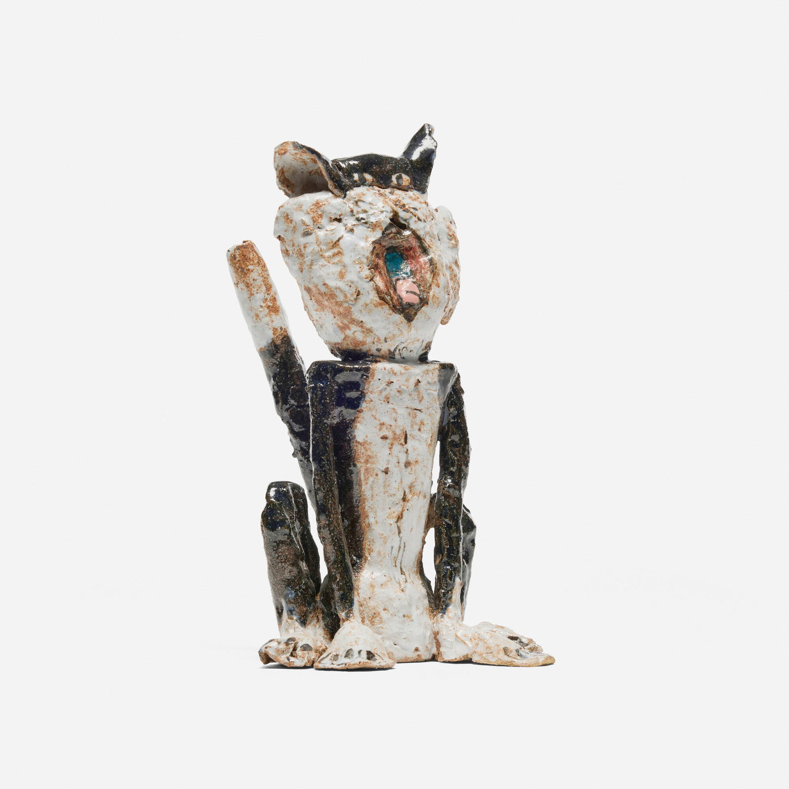 Magdalena Suarez Frimkess, Cat: Magdalena Suarez Frimkess Cat 2016 glazed earthenware 10 h x 5.875 w x 4.5 d in (25 x 15 x 11 cm) Signed and dated to underside 'Magdalena 9-2016'. Provenance: South Willard, Los Angeles |
