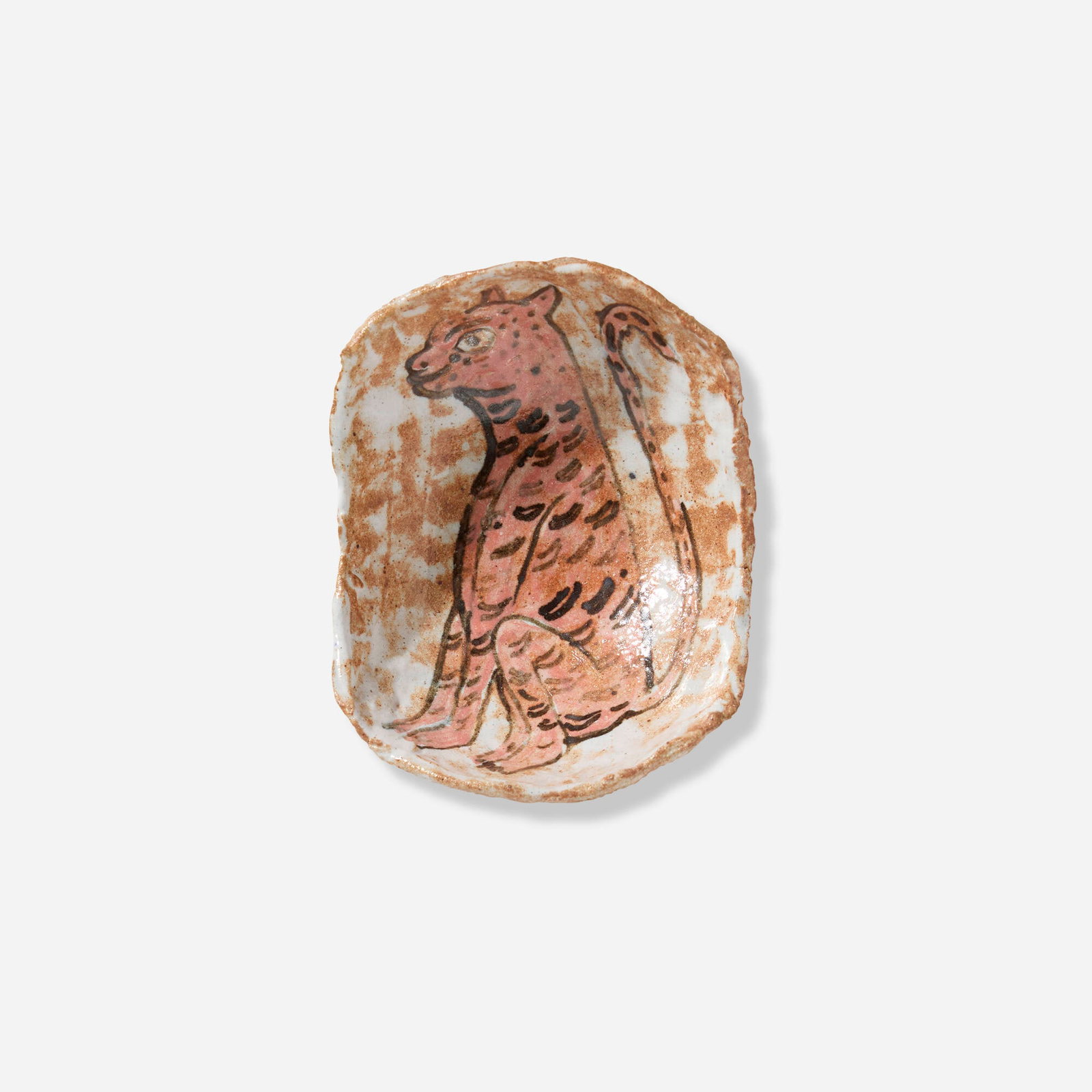 Magdalena Suarez Frimkess, Jaguar plate: Magdalena Suarez Frimkess Jaguar plate 2018 glazed earthenware 1.5 h x 3 w x 3.857 d in (4 x 8 x 10 cm) Signed and dated to underside 'Magdalena 9-18'. Provenance: South Willard, Los