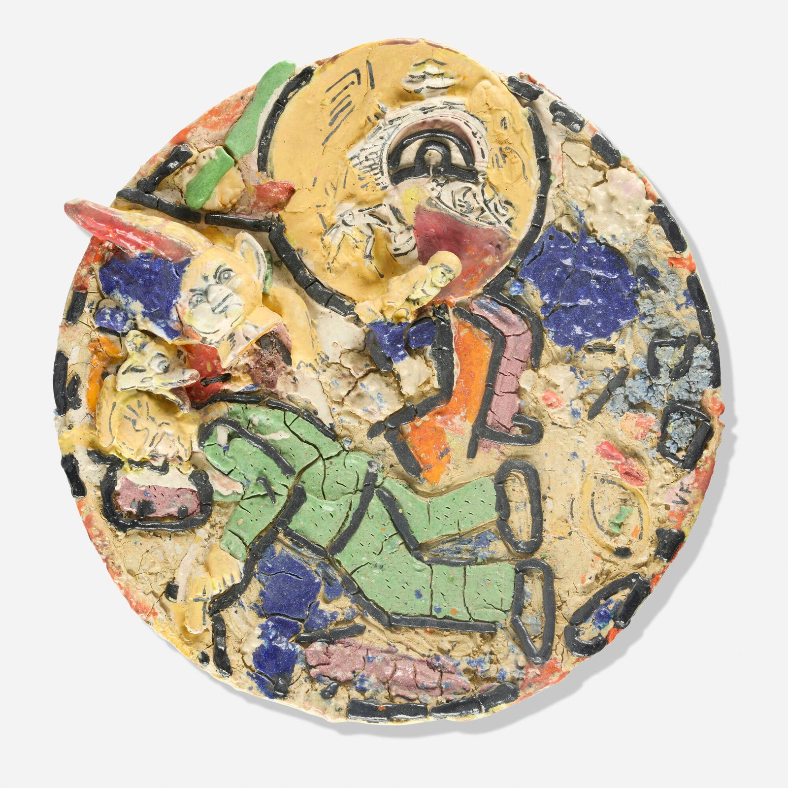 Viola Frey, Man in Green Suit (Yellow Plate) (1 of 3)