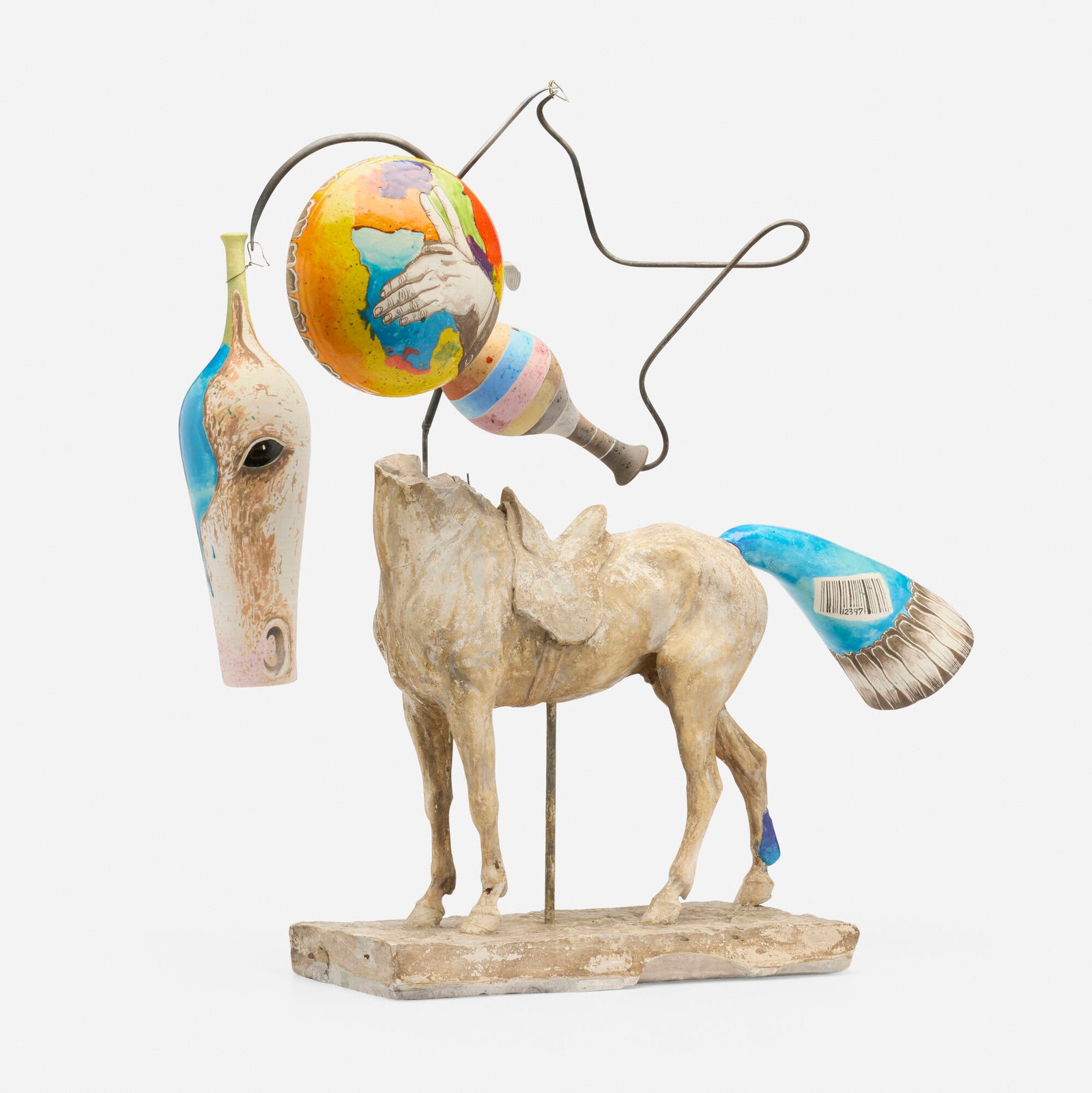 Michael Lucero, Horse from the Reclamation series: Michael Lucero Horse from the Reclamation series 1997 glazed and hand-painted earthenware, found object 35 h x 34 w x 13 d in (89 x 86 x 33 cm) Signed to head element 'Michael Lucero'