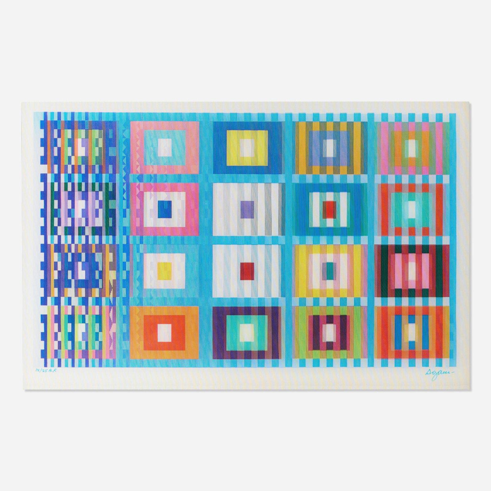 Yaacov Agam, Untitled: Yaacov Agam Untitled Agamograph image: 8.875 h x 14.875 w in (23 x 38 cm) sight: 10 h x 15.625 w in (25 x 40 cm) Signed and numbered to lower edge '14/25 A.P. Agam'. This work is