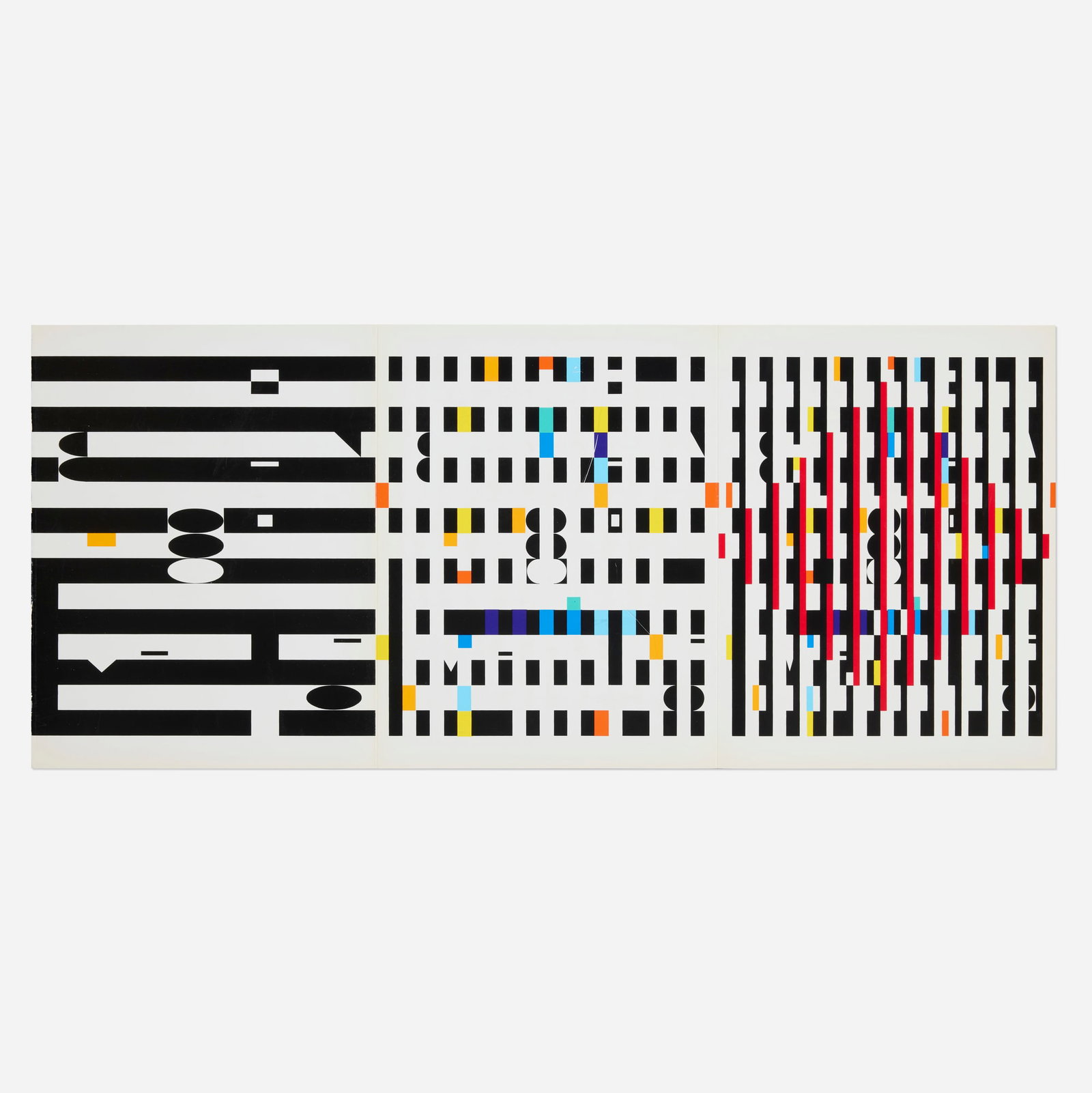 Yaacov Agam, Progression (for XXe Siecle No. 37): Yaacov Agam Progression (for XXe Siecle No. 37) 1971 screenprint in colors 12.25 h x 28.5 w in (31 x 72 cm) folded: 12.25 h x 9.5 w in (31 x 24 cm) This work is from the edition of unknown size