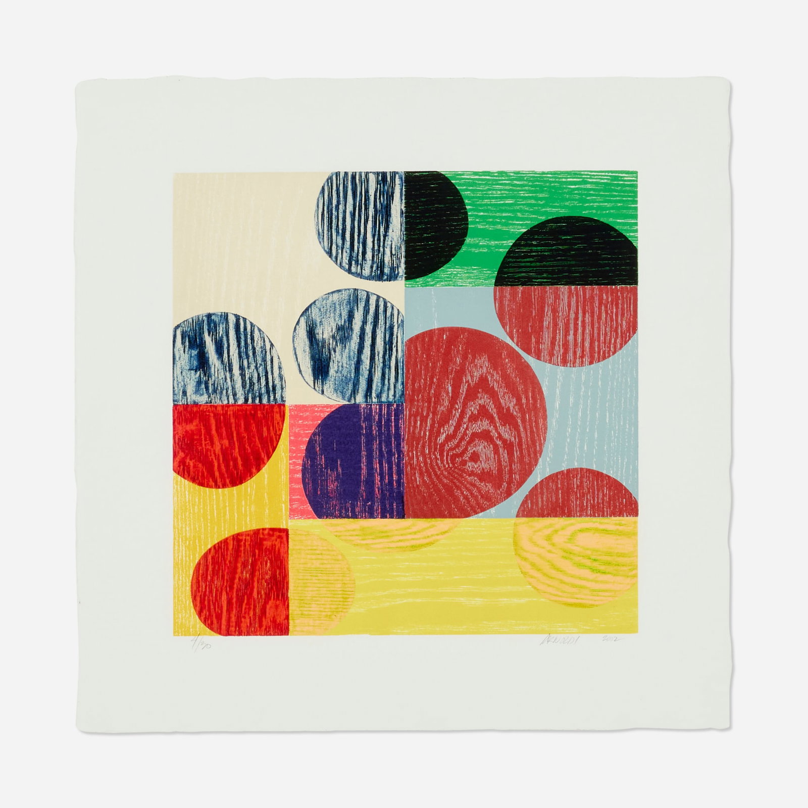Charles Arnoldi, Tremor: Charles Arnoldi Tremor 2002 woodcut in colors on Fabriano image: 15.75 h x 15.75 w in (40 x 40 cm) sheet: 22 h x 22.25 w in (56 x 57 cm) Signed, dated, and numbered to lower edge '4/30 Arnoldi