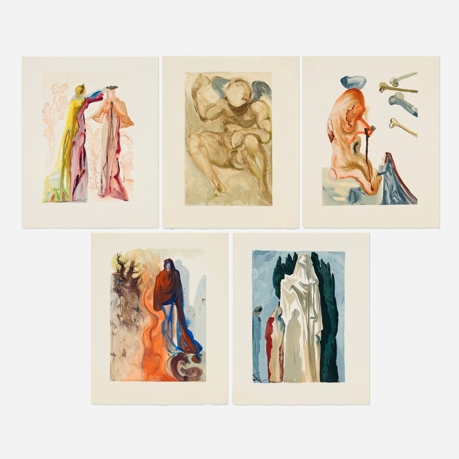 Salvador Dali, Five works from The Divine Comedy suite (1 of 1)