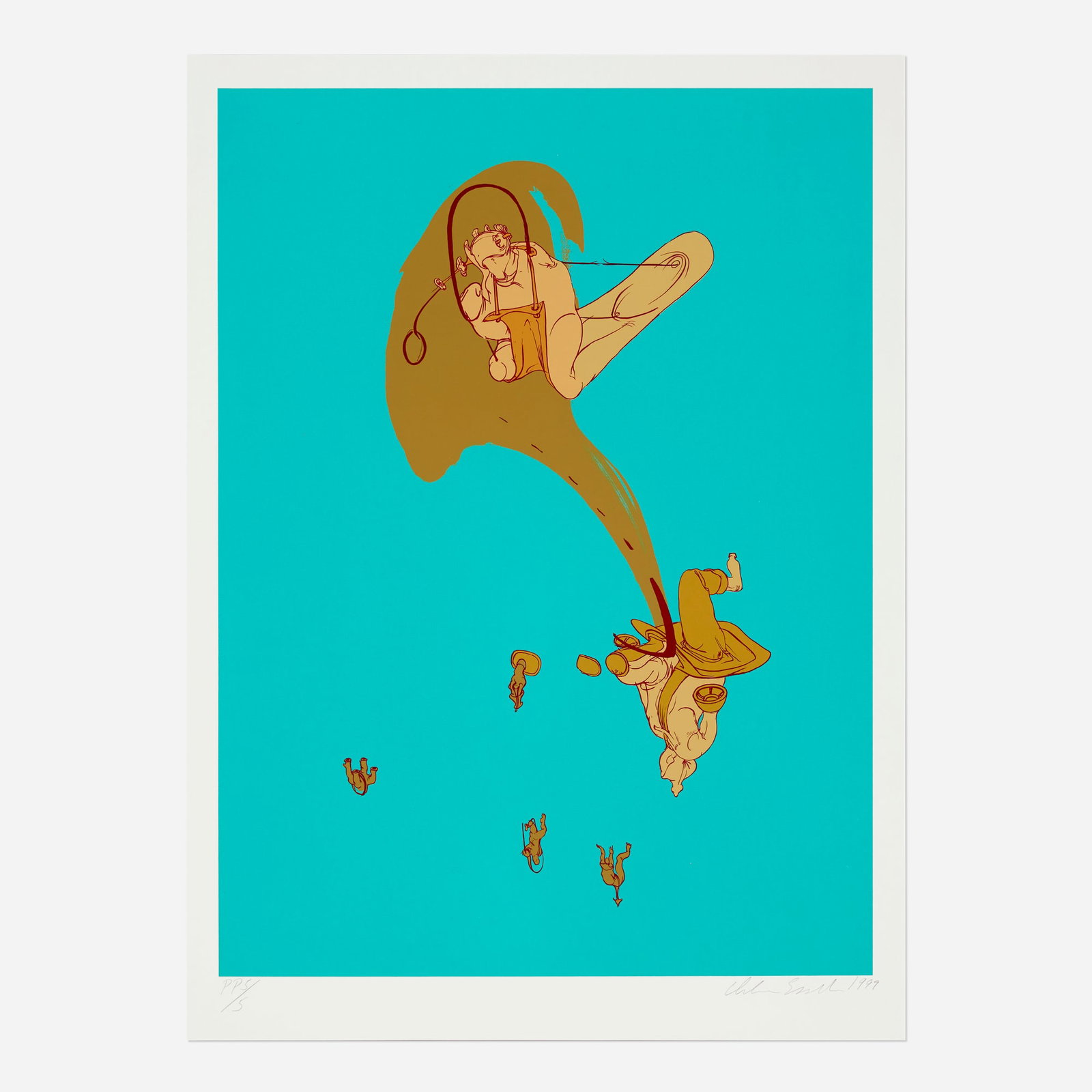 Inka Essenhigh, Flush & Aqua (from the Exit 99 portfolio): Inka Essenhigh Flush & Aqua (from the Exit 99 portfolio) 1999 screenprint in colors on 335g Coventry rag image: 26.875 h x 19.875 w in (68 x 50 cm) sheet: 29.875 h x 21.875 w in (76 x 56 cm) Signed