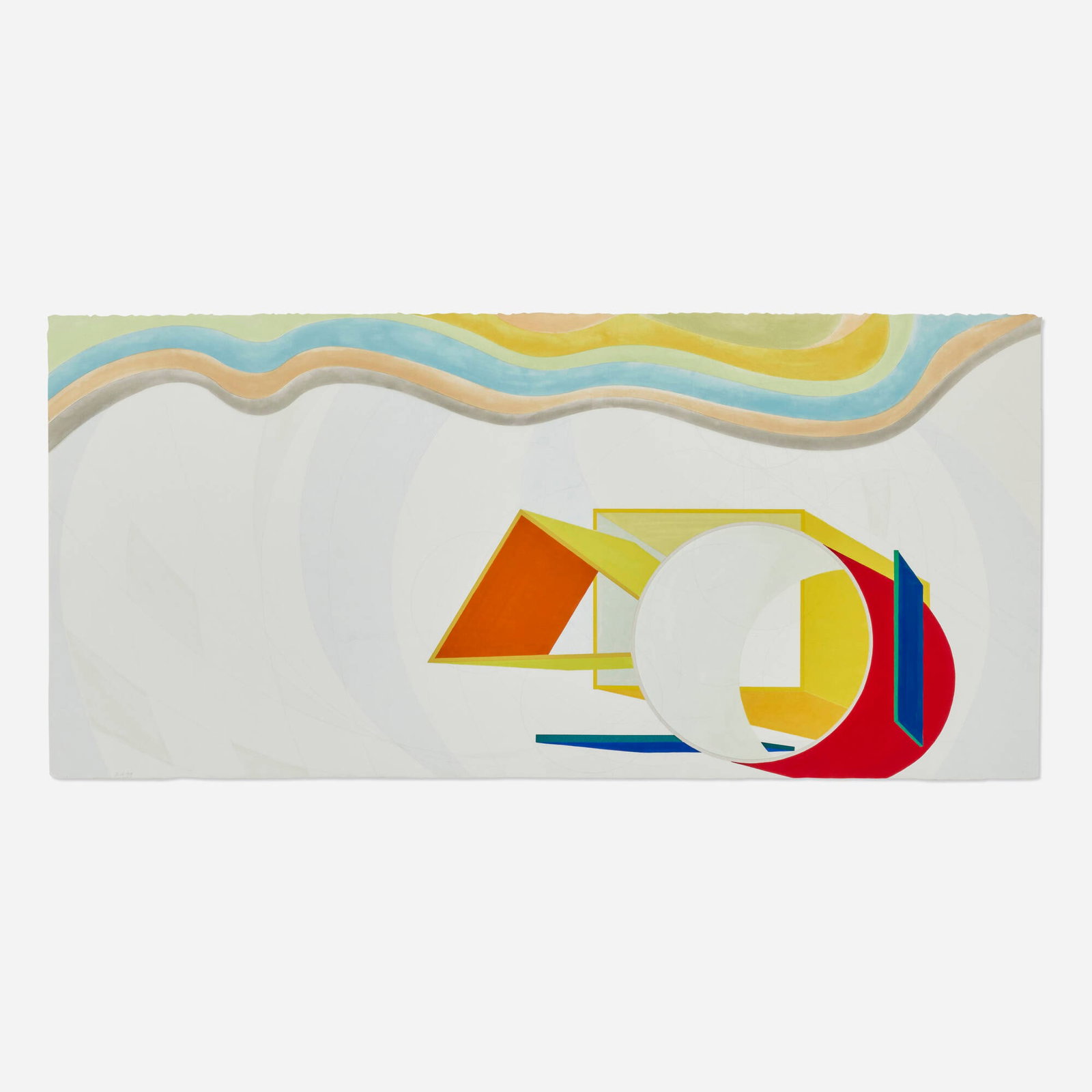 Al Held, Prime Moments IV: Al Held Prime Moments IV 1999 etching, aquatint, screenprint and lithograph in colors with hand-painting 23.5 h x 50 w in (60 x 127 cm) Signed and dated to lower left 'AH 99'. Numbered to