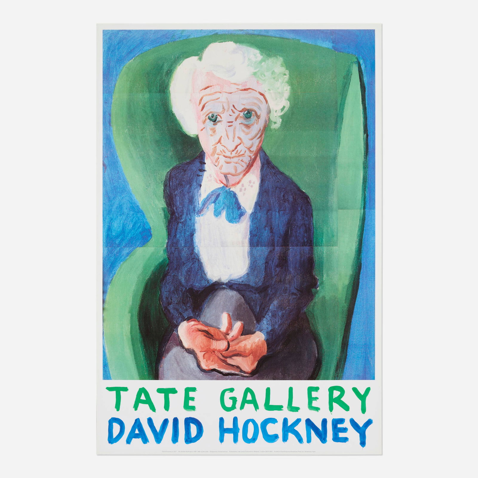 David Hockney, My Mother Bridlington: David Hockney My Mother Bridlington 1988 offset lithograph in colors 30.125 h x 20 w in (77 x 51 cm) This work is apart from the edition of 250 printed by Westerham Press, Ltd., Kent and published by