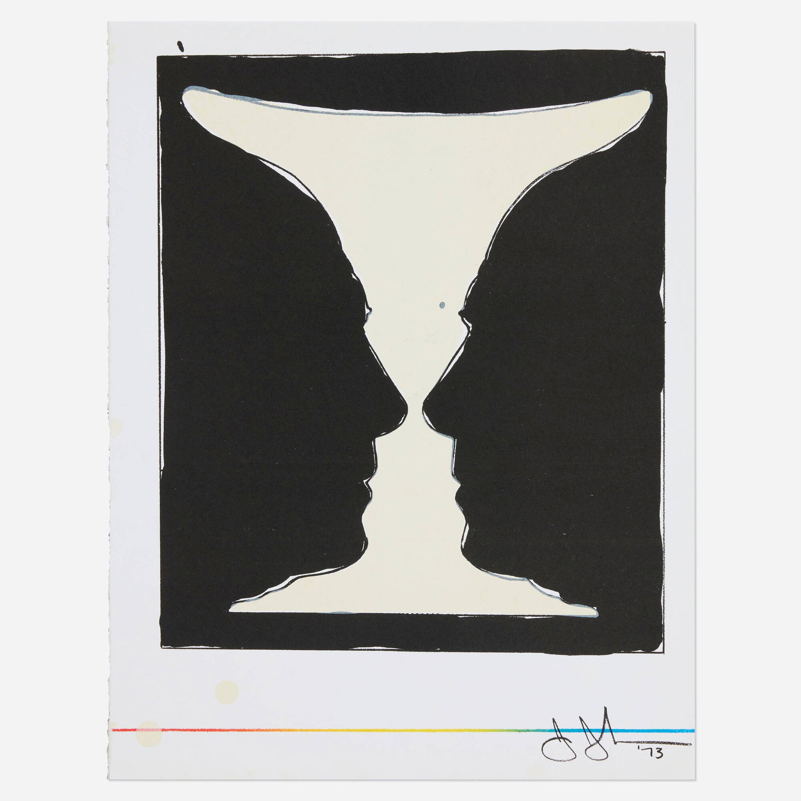 Jasper Johns, Cup 2 Picasso (for XXe Siecle No. 40): Jasper Johns Cup 2 Picasso (for XXe Siecle No. 40) 1973 lithograph in colors 12.25 h x 9.5 w in (31 x 24 cm) This work is from the approximate edition of 1500 printed by Mourlot, Paris and published