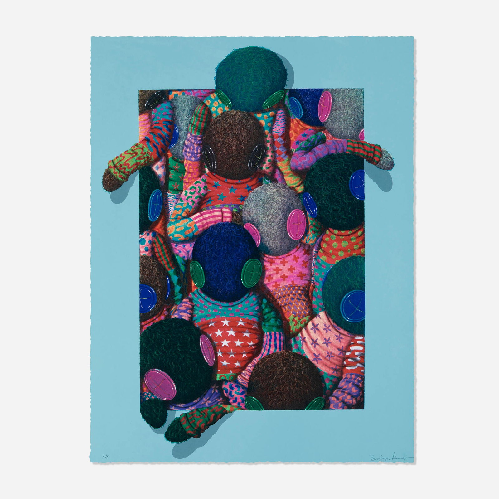 Suanjaya Kencut, All in Home: Suanjaya Kencut All in Home 2022 screenprint in colors 30 h x 22.875 w in (76 x 58 cm) Signed and numbered to lower edge 'A/P Suanjaya Kencut'. This work is an artist's proof apart from the