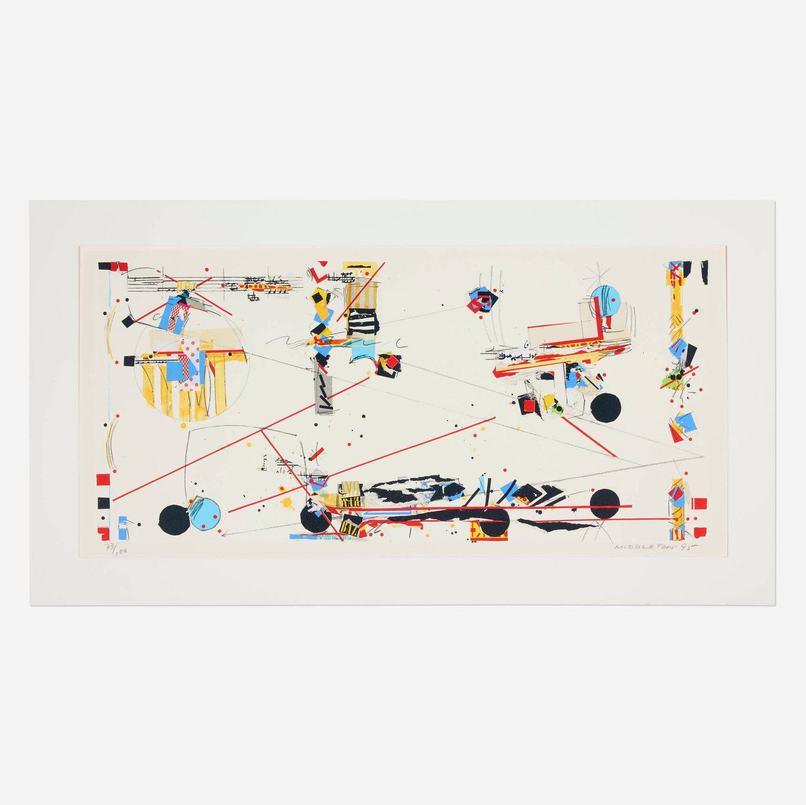 Sam Middleton, Overtones: Sam Middleton Overtones 1995 screenprint in colors image: 16.375 h x 35.625 w in (42 x 90 cm) sheet: 22.875 h x 41.625 w in (58 x 106 cm) Signed, dated, and numbered to lower edge '73/100