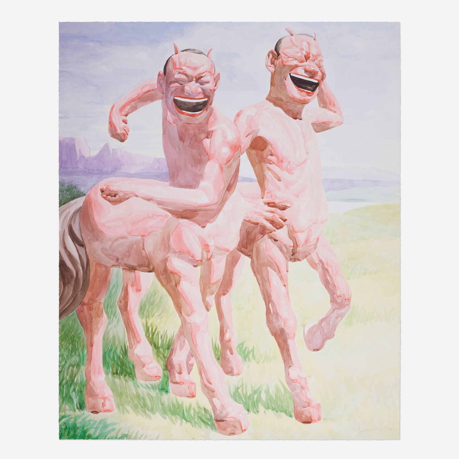 Yue Minjun, Untitled (Smile-ism No. 11): Yue Minjun Untitled (Smile-ism No. 11) 2006 lithograph in colors 45.25 h x 35.375 w in (115 x 90 cm) Signed and numbered to lower edge '17/45 Yue Minjun'. This work is number 17 from the