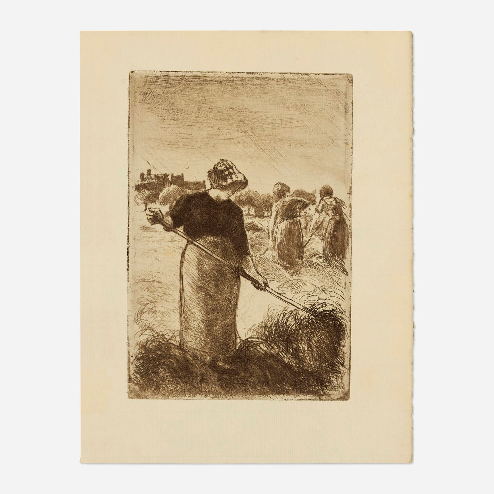 Camille Pissarro, Les faneuses (from Theodore Duret's Histoire des peintres impressionistes): Camille Pissarro Les faneuses (from Theodore Duret's Histoire des peintres impressionistes) 1890 / c. 1906 etching image: 7.75 h x 5.25 w in (20 x 13 cm) sheet: 10.25 h x 7.875 w in (26 x 20 cm) This