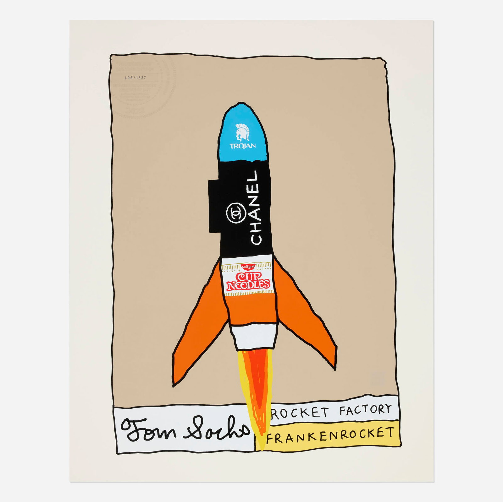 Tom Sachs, TOO DARN HOT: Tom Sachs TOO DARN HOT 2022 screenprint in colors on 600gsm Somerset Tub Sized Satin image: 26.375 h x 18.75 w in (67 x 48 cm) sheet: 30.5 h x 24 w in (77 x 61 cm) Stamped number to upper left corner