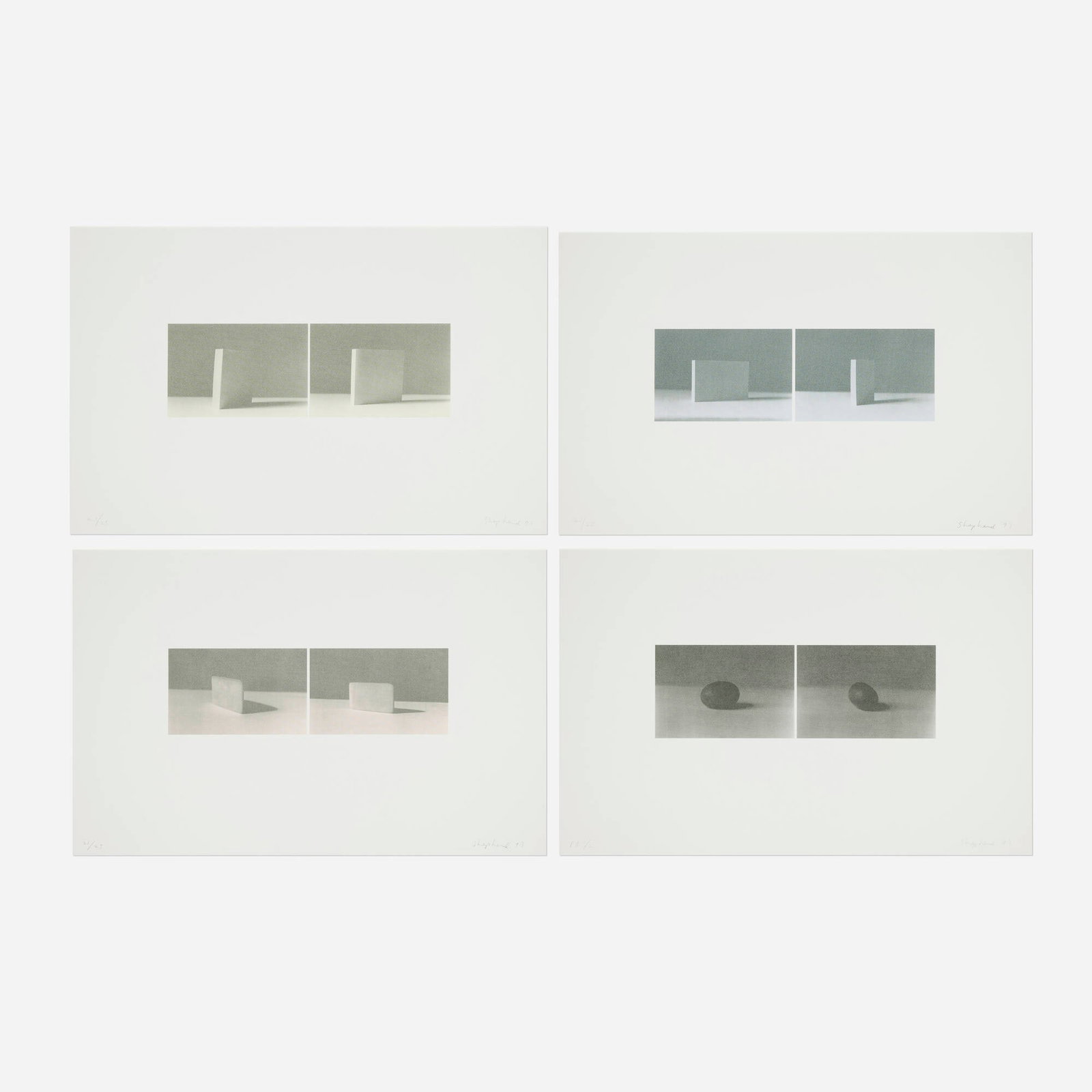 Kate Shepherd, Eraser; Post-It, Rectangular; Post-It, Square; Rock (four works): Kate Shepherd Eraser; Post-It, Rectangular; Post-It, Square; Rock (four works) 1997 screenprint in colors each: 13.125 h x 20.25 w in (33 x 51 cm) Signed, dated, and numbered to lower edge of three