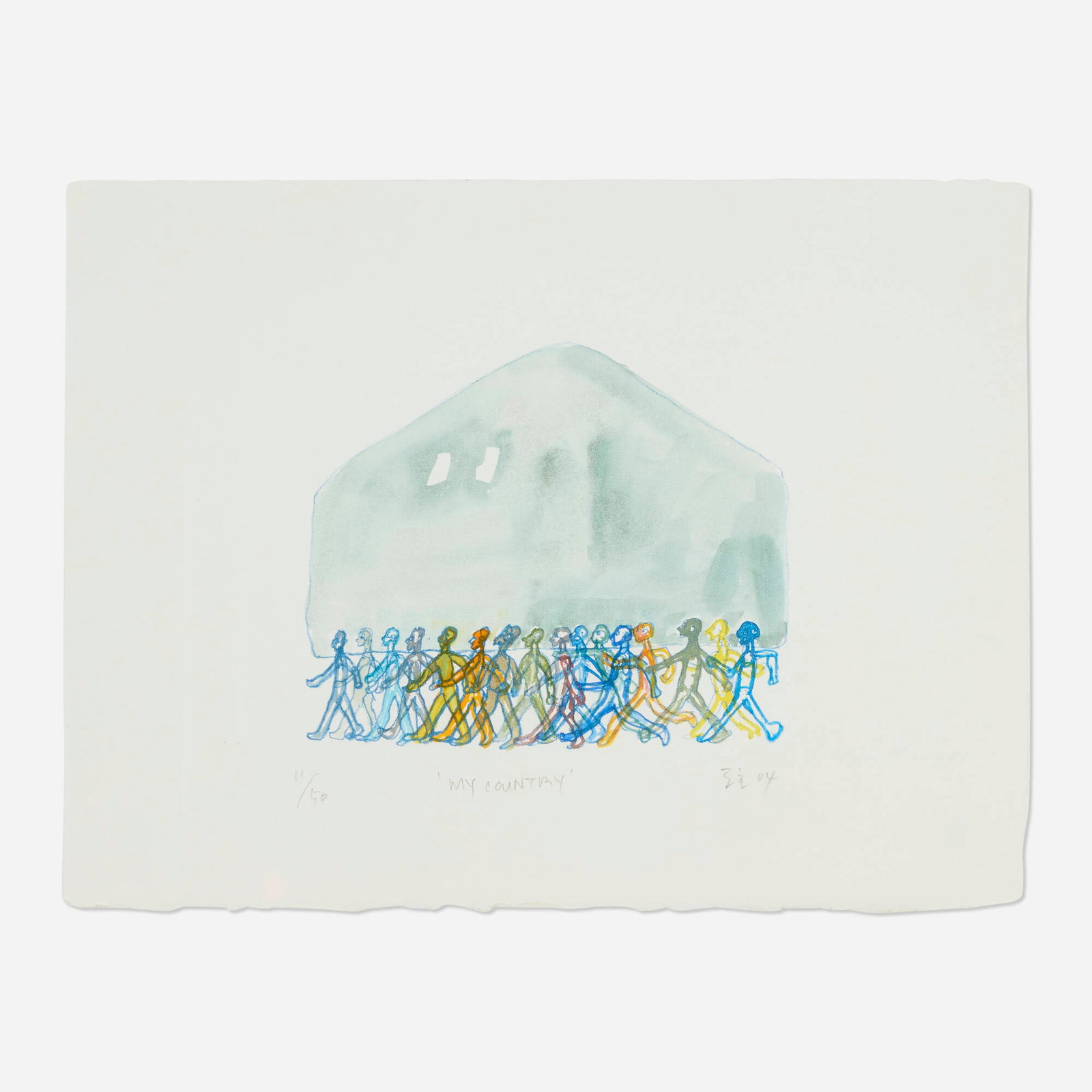 Do-Ho Suh, My Country: Do-Ho Suh My Country 2004 lithograph in colors with hand-coloring image: 6.75 h x 8 w in (17 x 20 cm) sheet: 12 h x 16 w in (30 x 41 cm) Signed, titled, dated, and numbered to lower edge '11/50