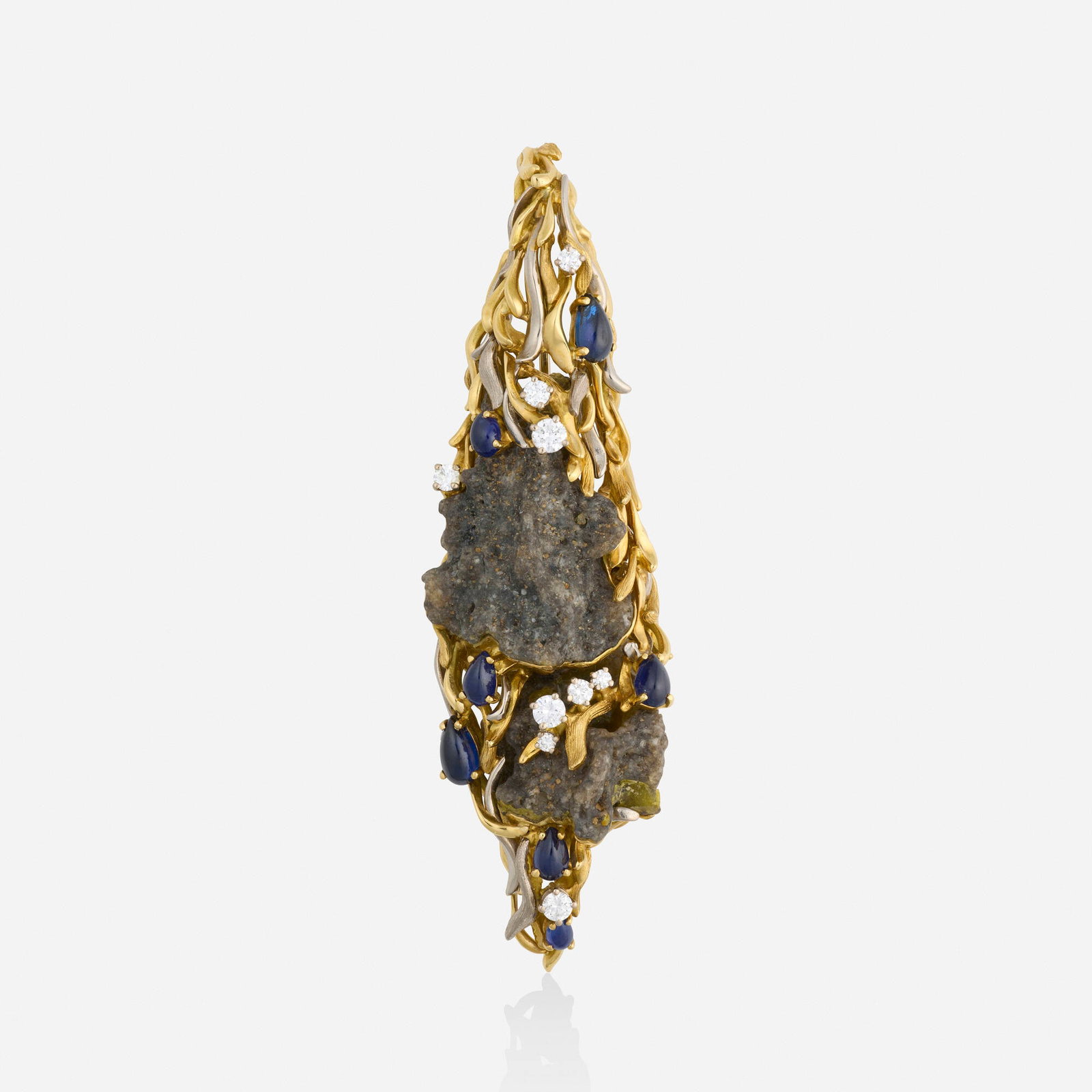 Gilbert Albert, Multi-gem, diamond, and bicolor pendant brooch (1 of 2)