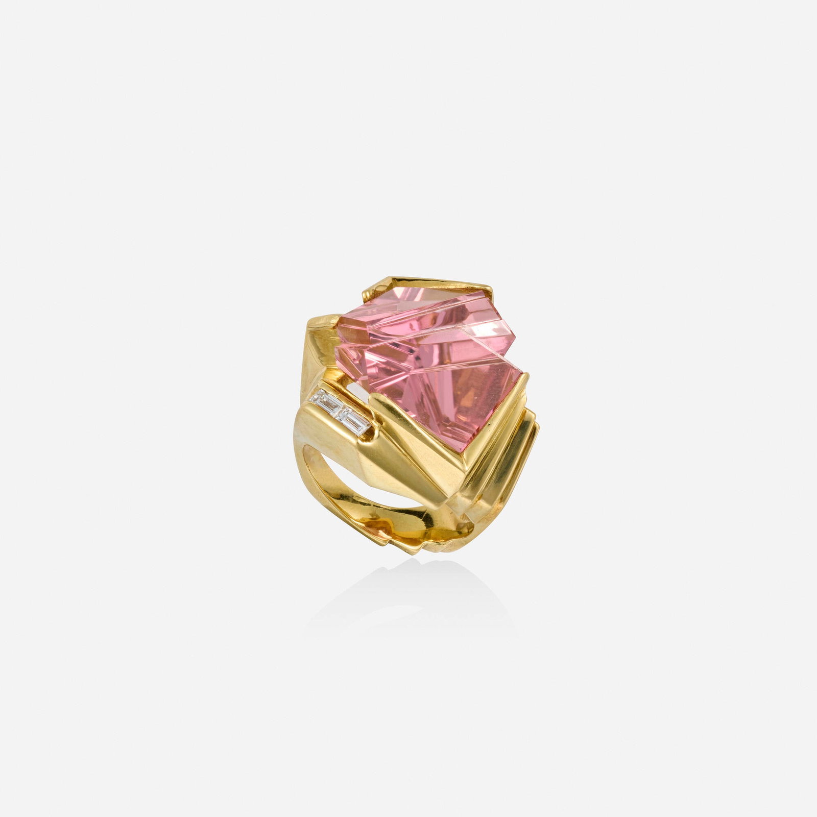 Susan Helmich and Bernd Munsteiner, Tourmaline, diamond, and gold ring: Susan Helmich and Bernd Munsteiner Tourmaline, diamond, and gold ring Lori Ulanova was one of the first female violinists in the Los Angeles Philharmonic Set with baguette-cut diamonds and a fancy-cut