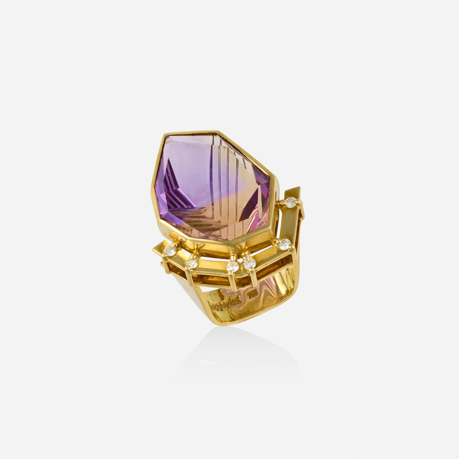 Franz Huppertz and Bernd Munsteiner, Ametrine, diamond, and gold ring (1 of 4)