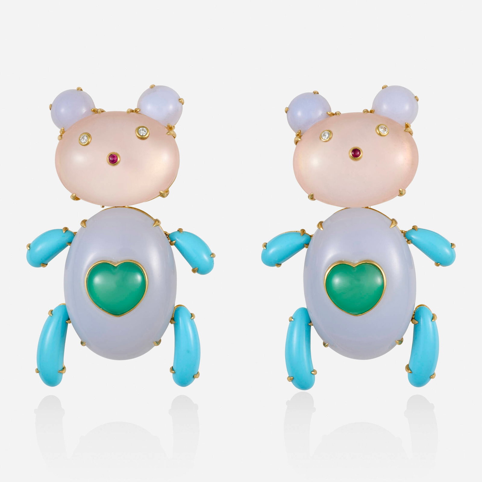 Multi-gem, diamond, and gold earrings (1 of 2)