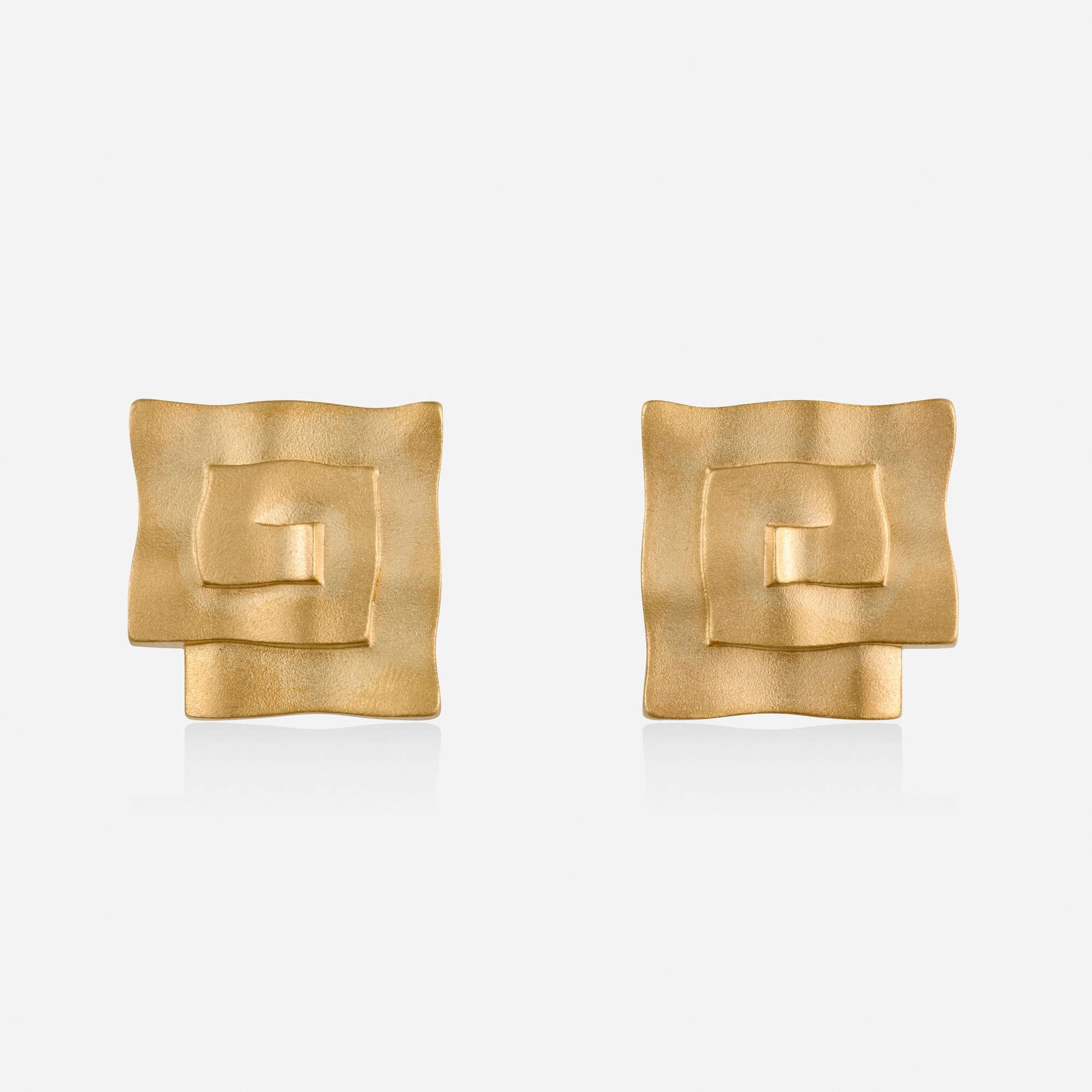 Paul Morelli, 'Square Maze' gold earrings (1 of 3)