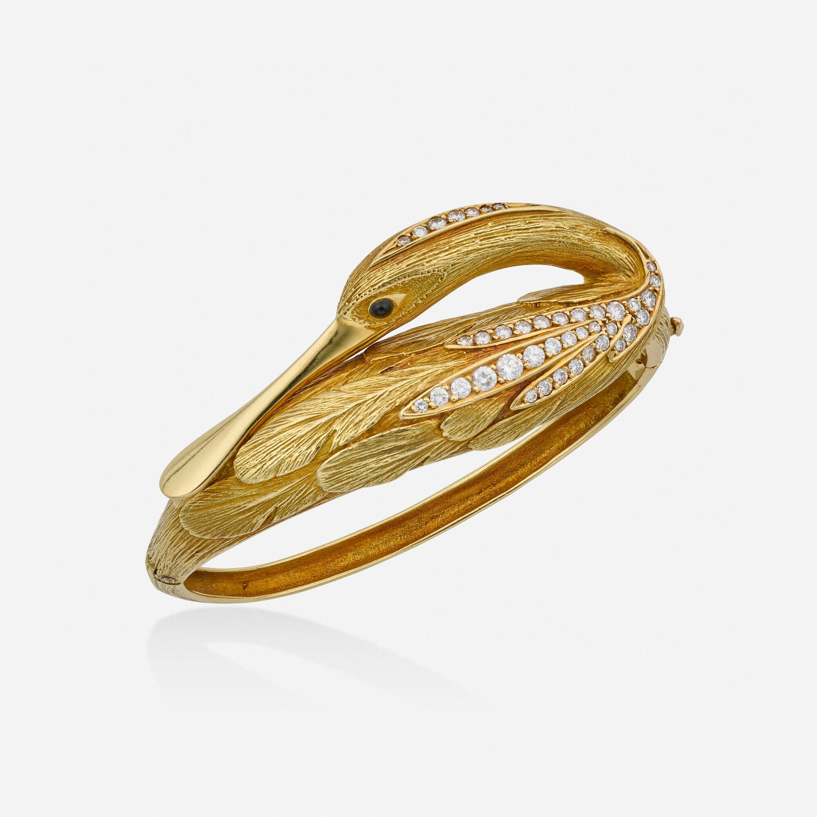Diamond, black onyx, and gold bangle bracelet (1 of 2)