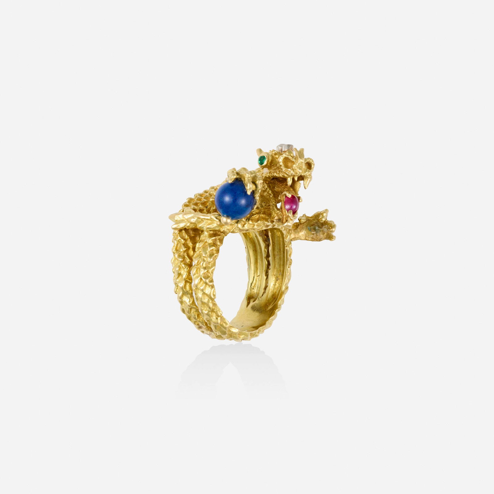Diamond, multi-gem, and gold ring - 3