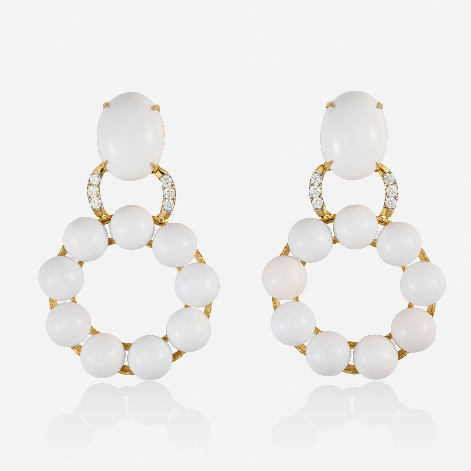 White agate, diamond, and gold earrings (1 of 2)