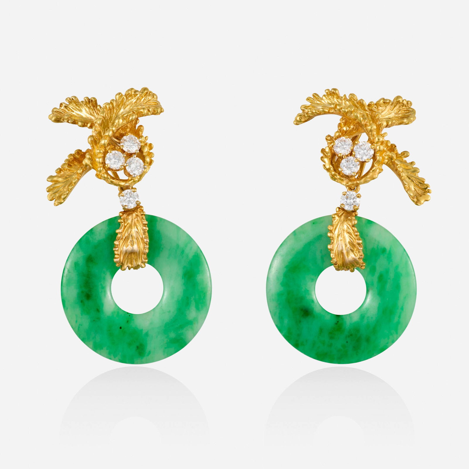 Jadeite, diamond, and gold earrings (1 of 2)