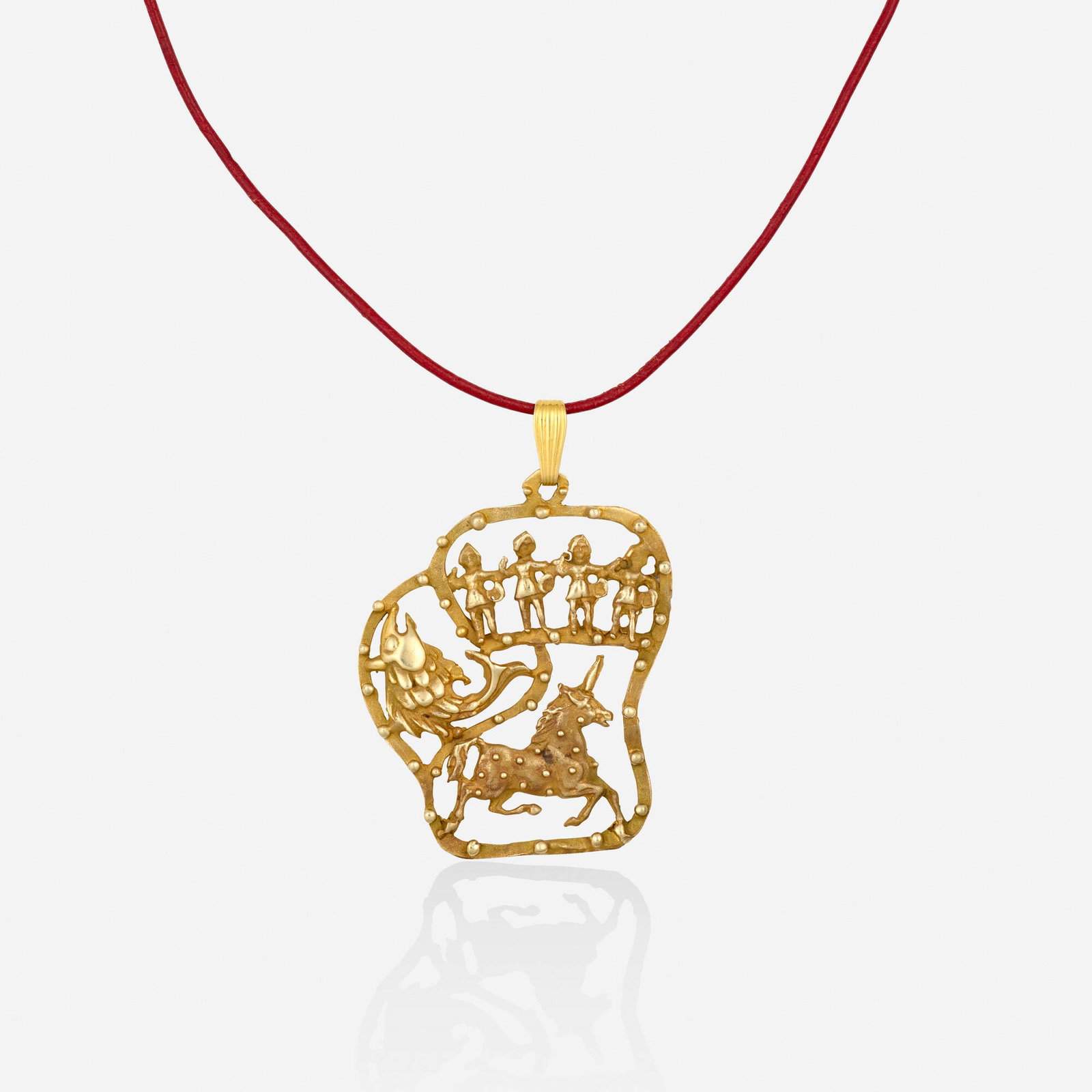 Eric de Kolb, Gold pendant and cord necklace (1 of 2)