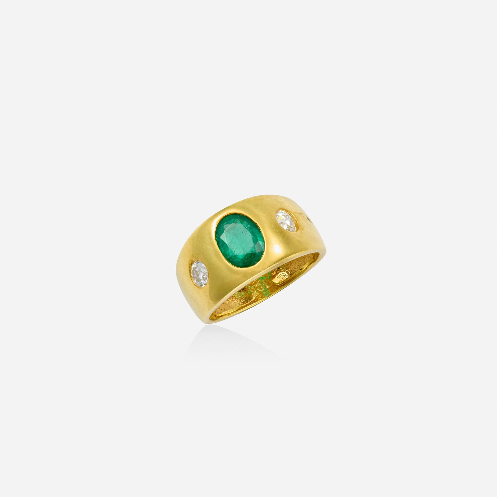 Emerald, diamond, and gold ring (1 of 2)
