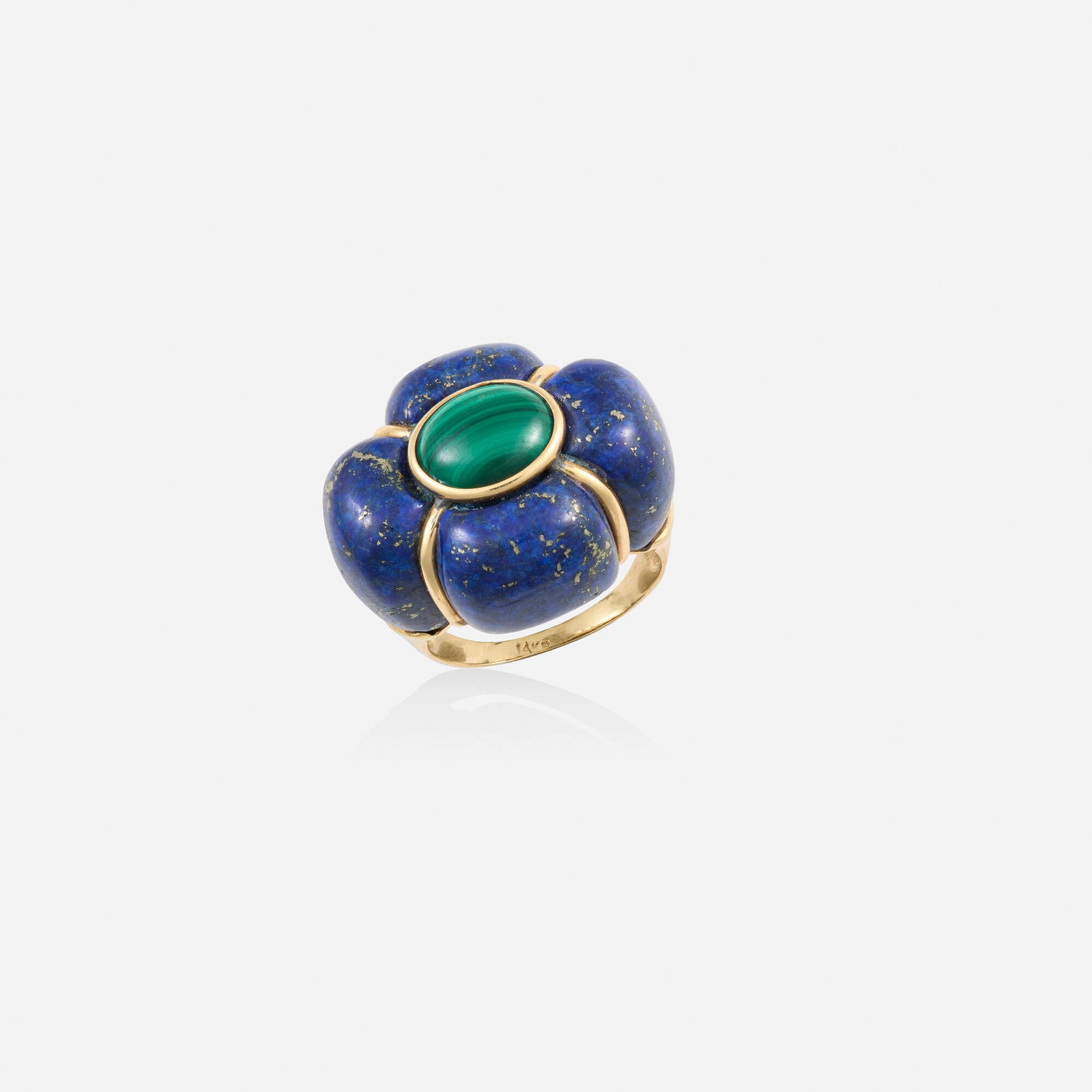 Lapis lazuli, malachite, and gold ring (1 of 2)