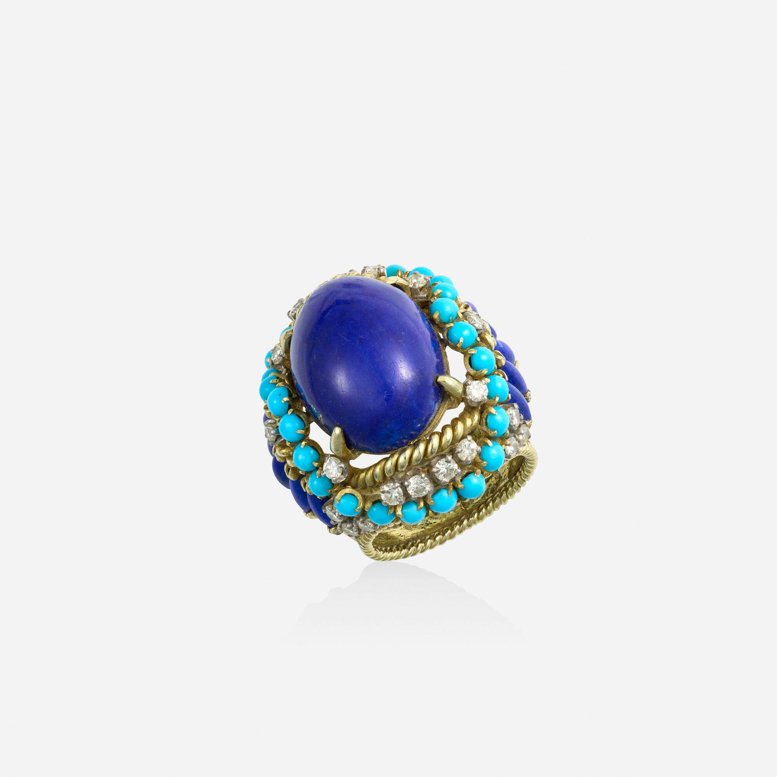 Multi-gem, diamond, and gold ring (1 of 2)