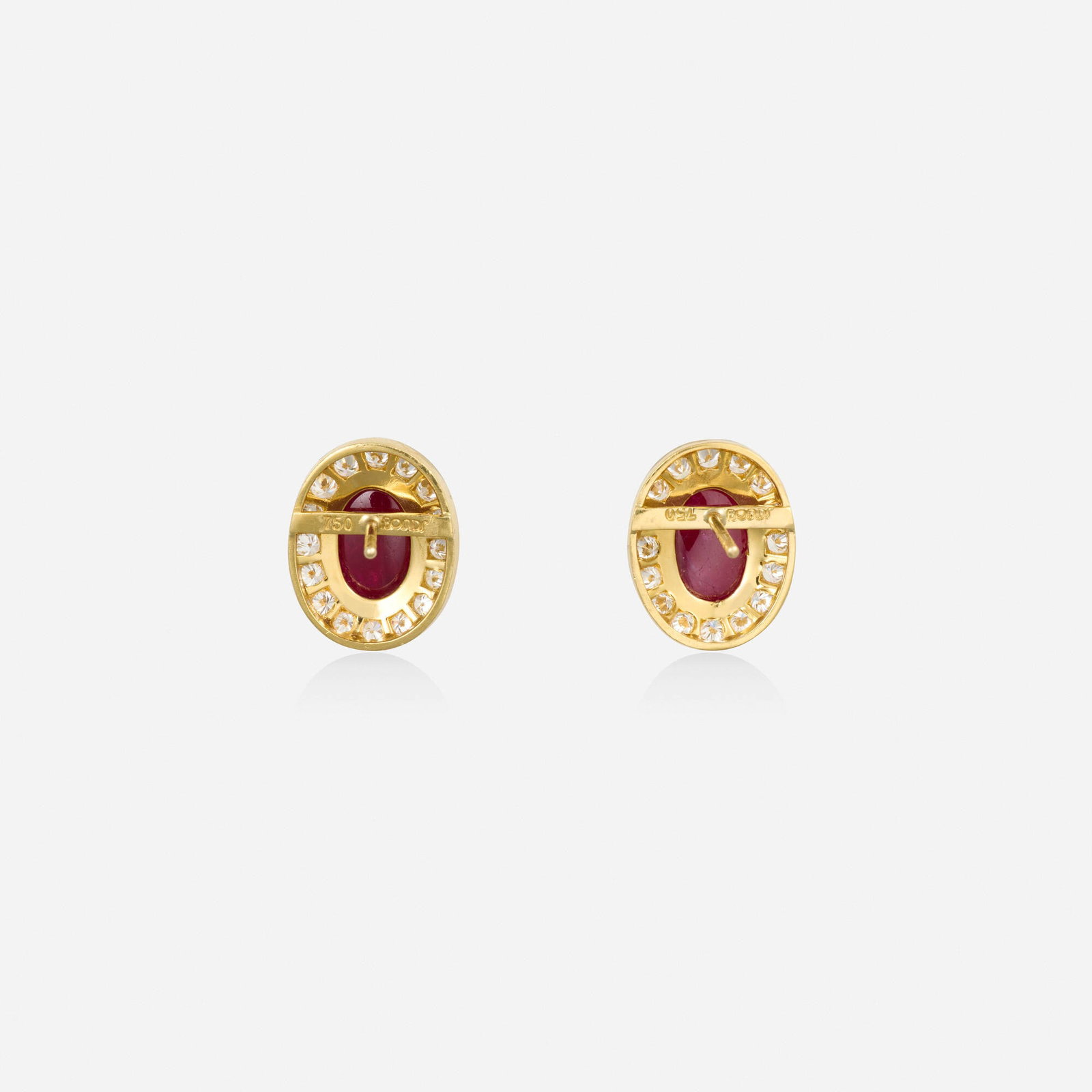 Ruby, diamond, and gold earrings - 2