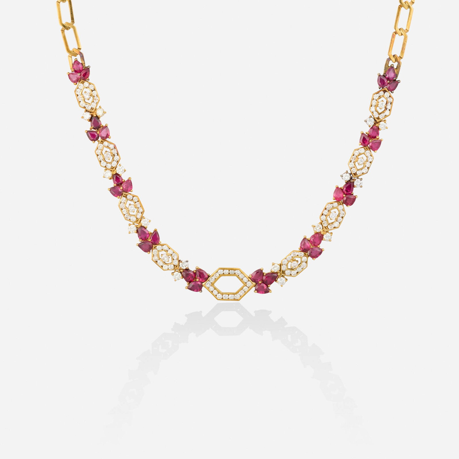 Ruby, diamond, and gold necklace (1 of 3)