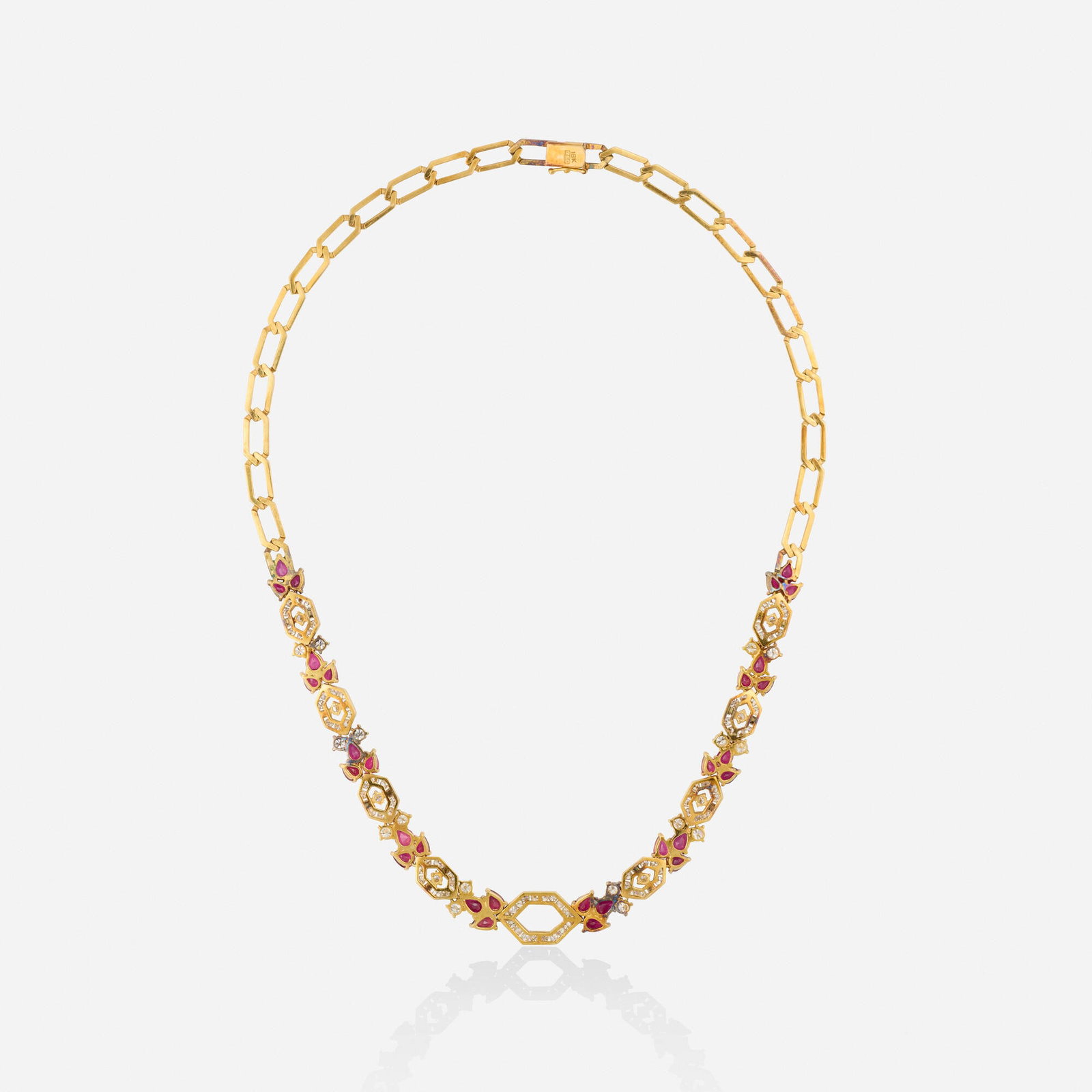 Ruby, diamond, and gold necklace - 3