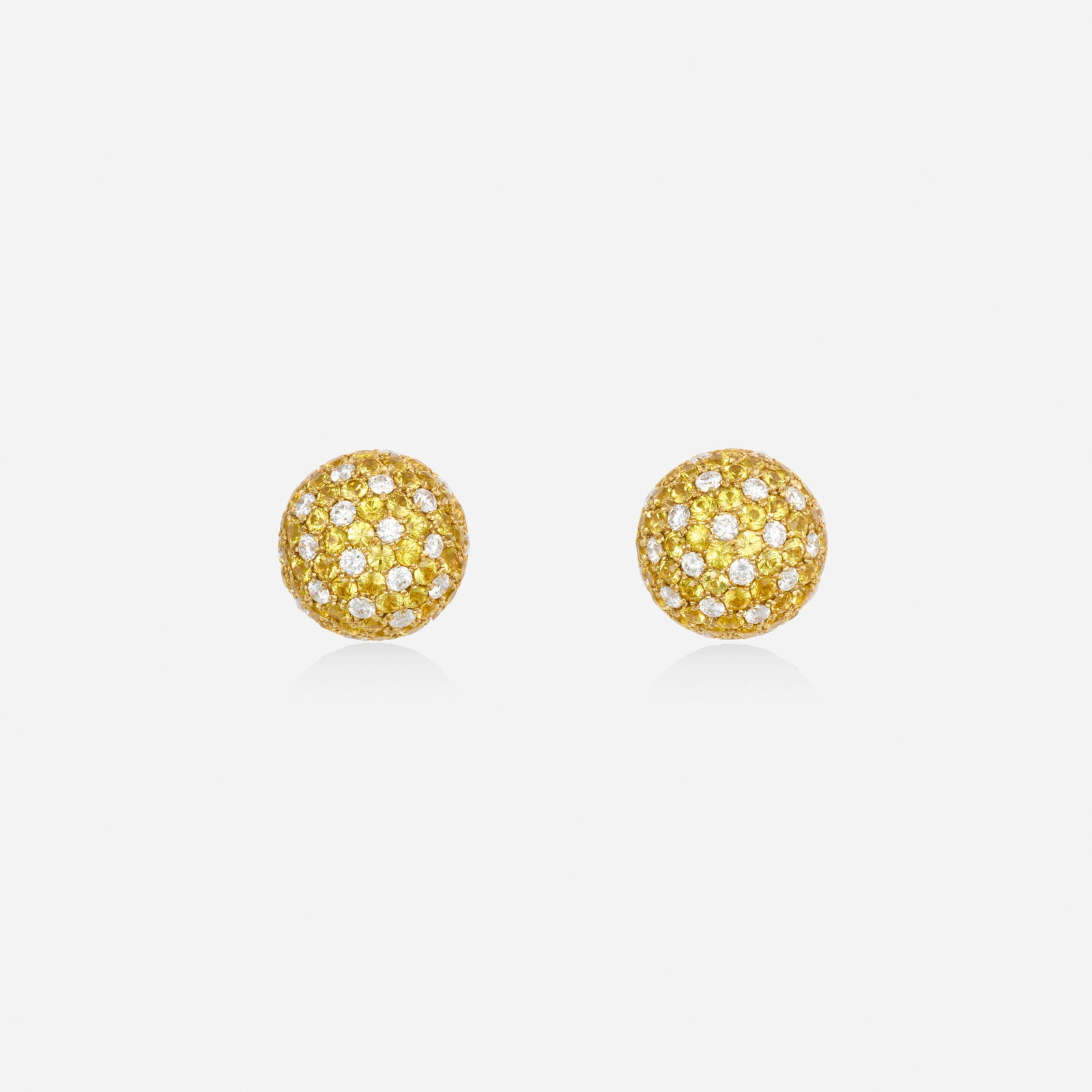 Yellow sapphire, diamond, and gold earrings (1 of 2)