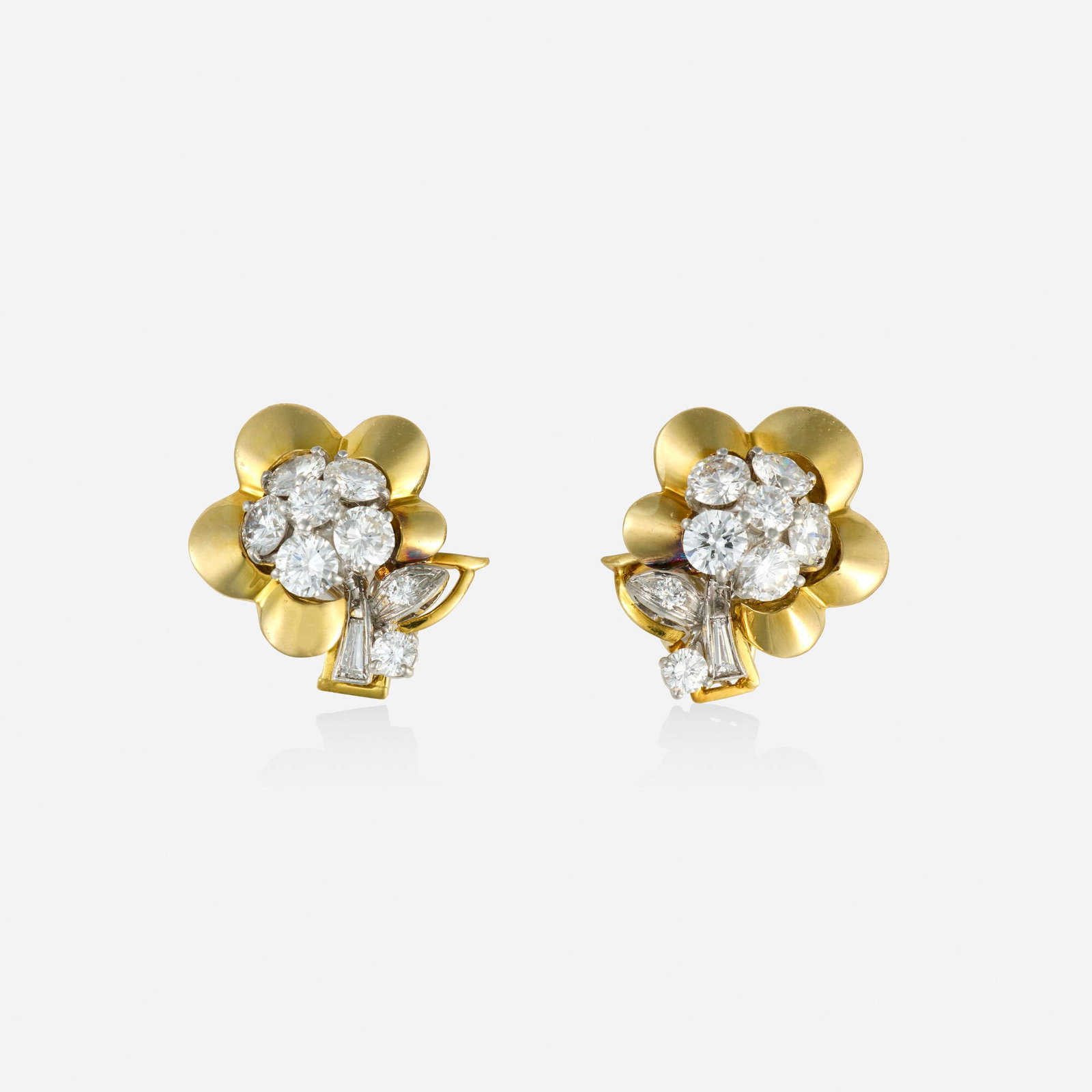 Diamond and bicolor gold earrings (1 of 2)